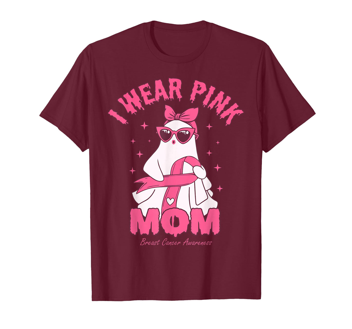 I Wear Pink for My Mom Boo Ghost Breast Cancer Awareness T-Shirt