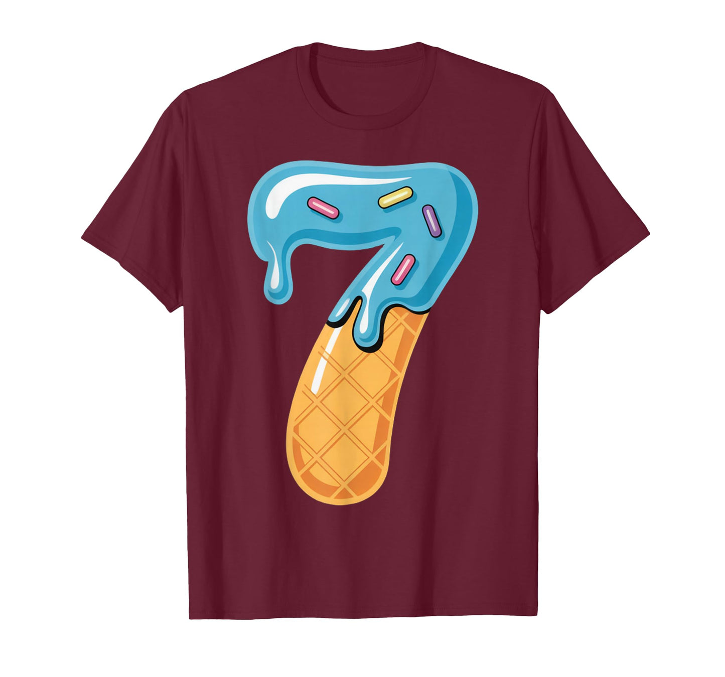 Ice Cream Drip Sports Cool Meme 7 Funny Number Matching T-Shirt