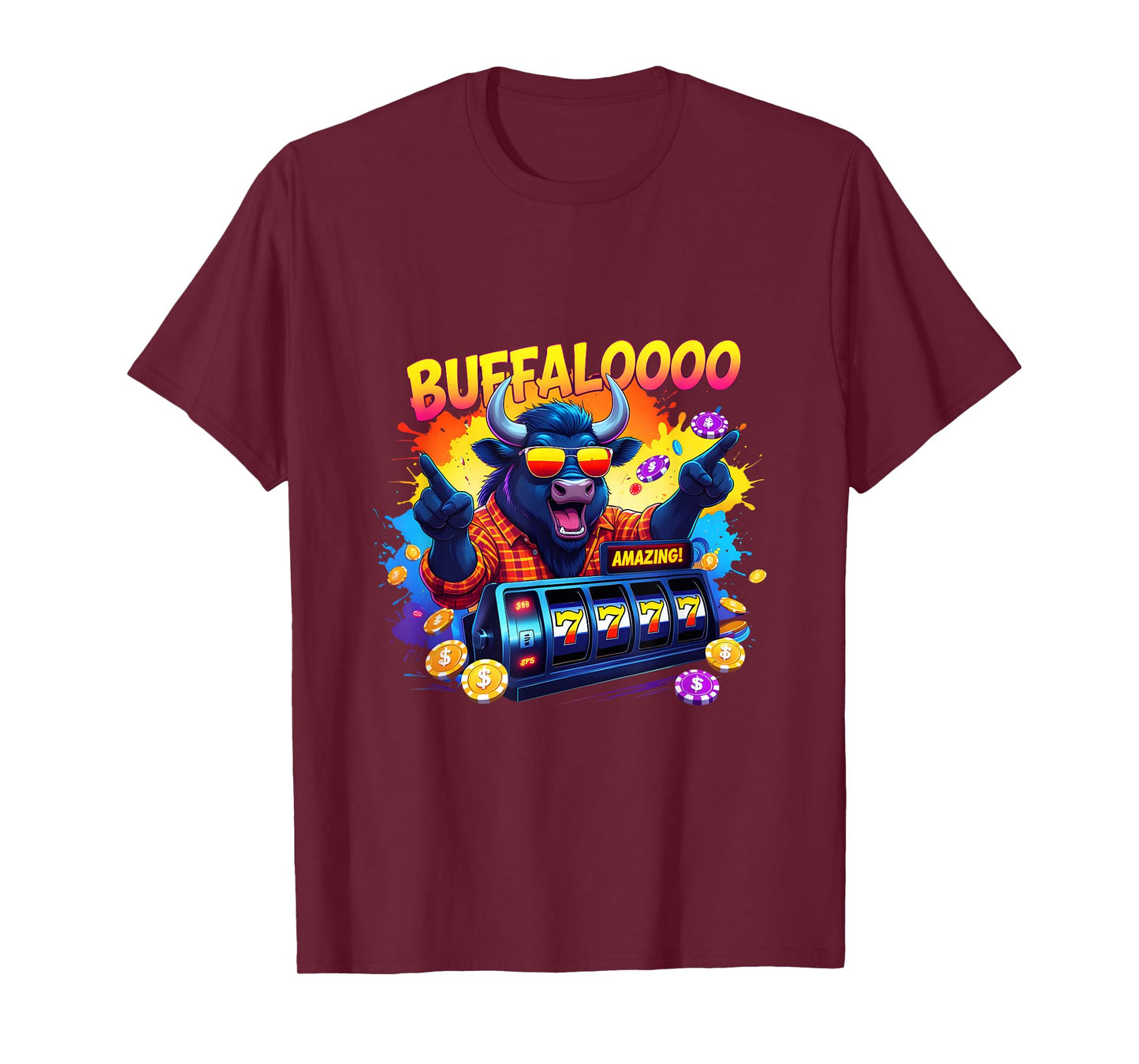 Slot Machine BUFFALOOOOO Gambling Lucky Buffalo Casino T-Shirt
