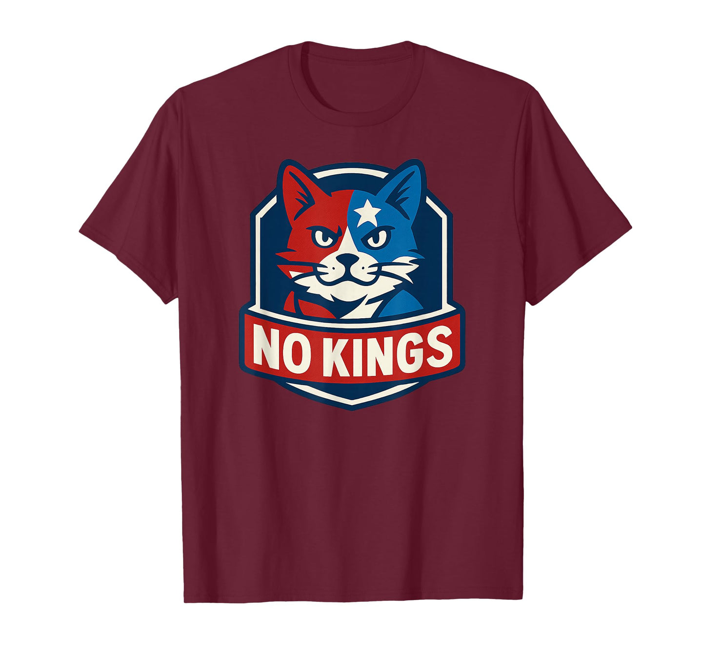 No Kings Cat Patriotic Democracy T-Shirt