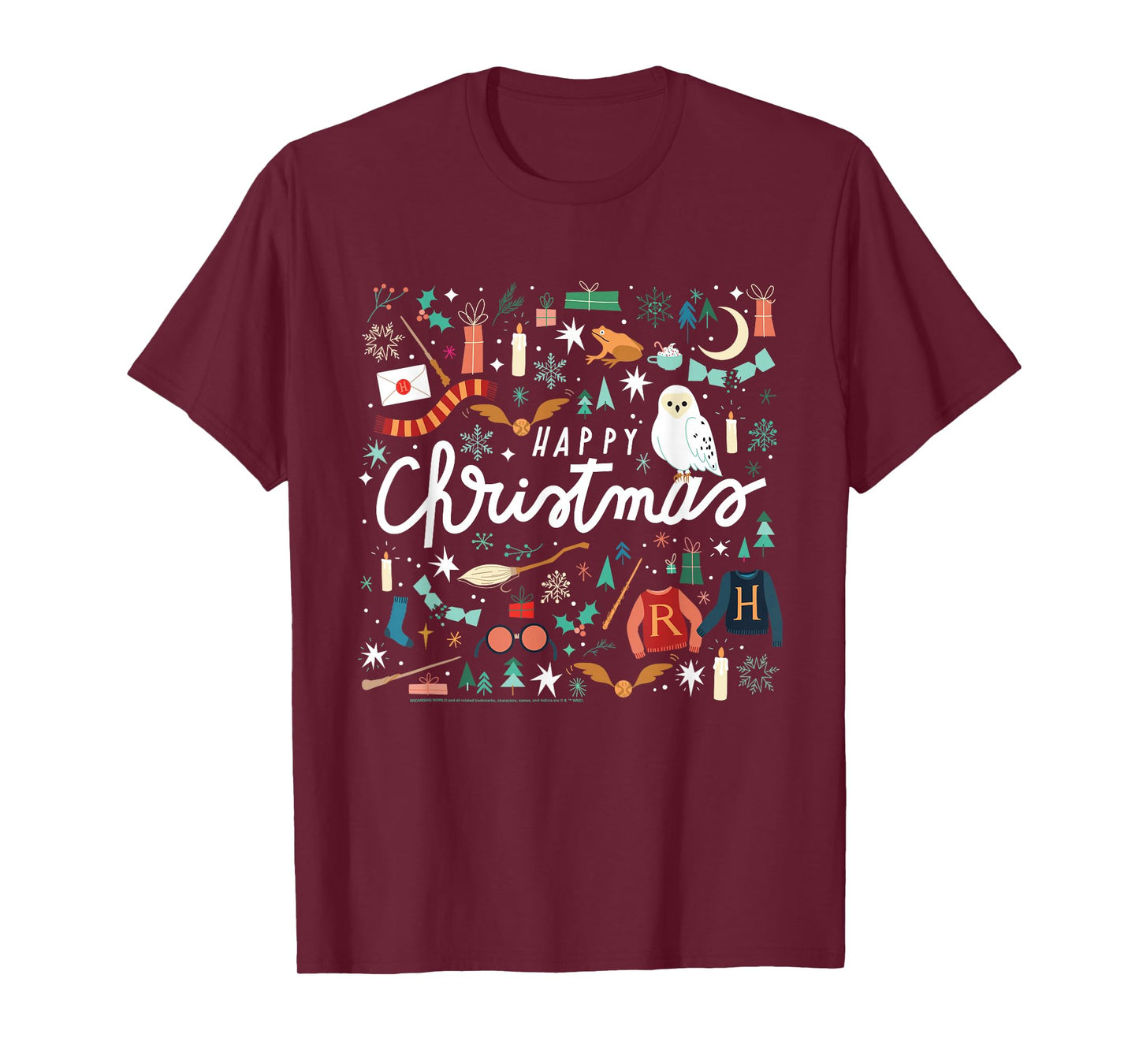 Harry Potter Happy Christmas, Hedwig, Golden Snitch T-Shirt