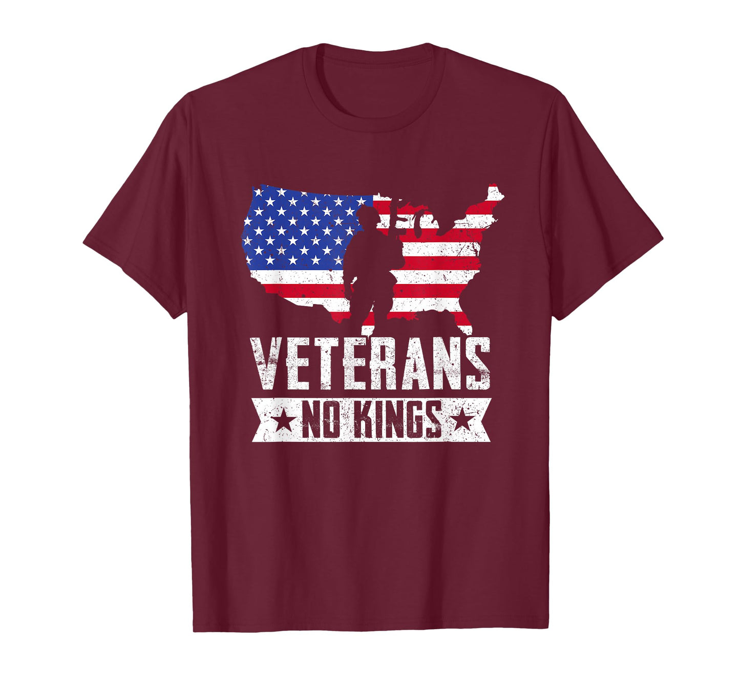 Veterans No Kings Vintage Military America Flag Veterans Day T-Shirt
