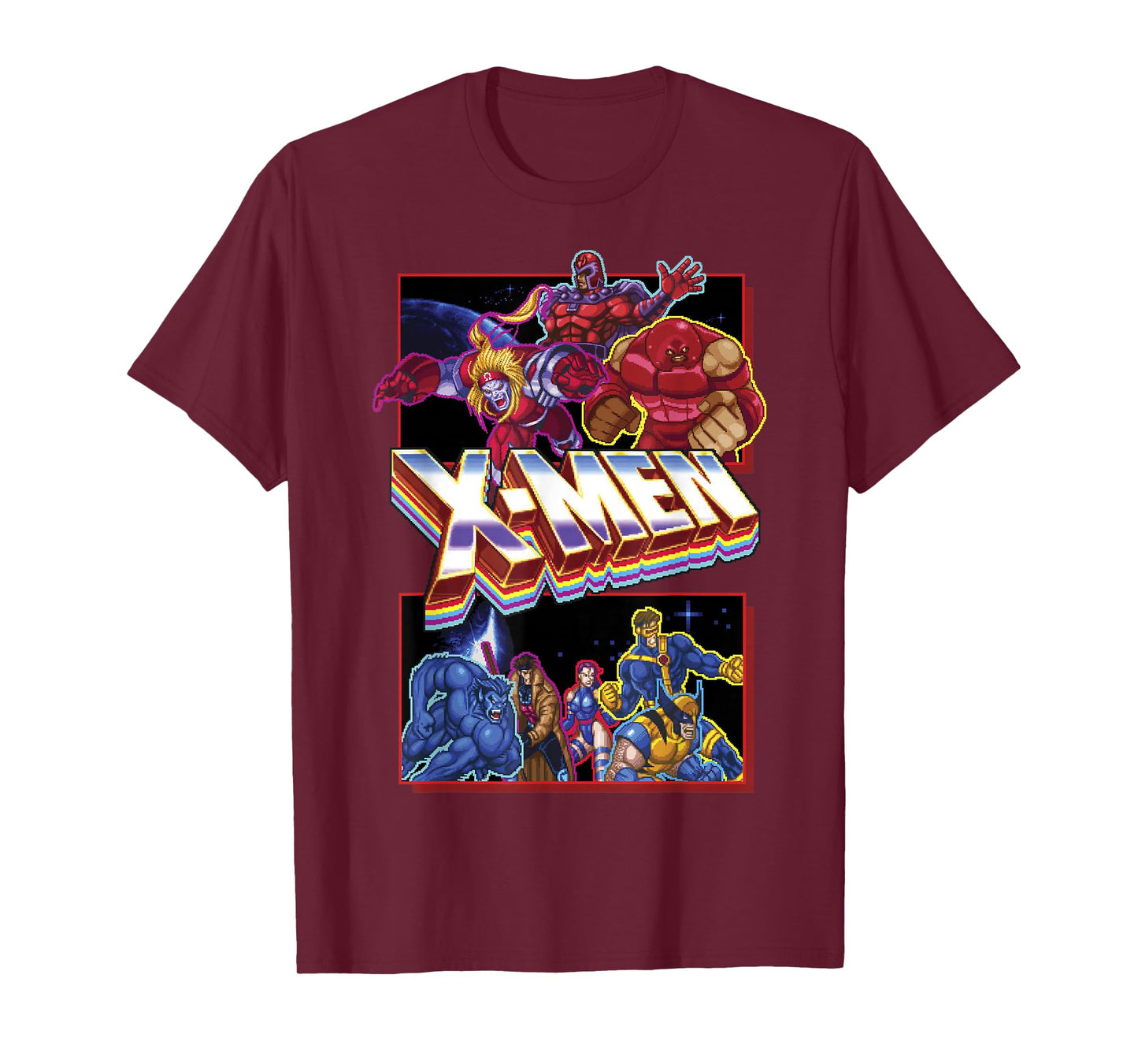 Marvel X-Men Classic Retro Video Game Logo Panels T-Shirt