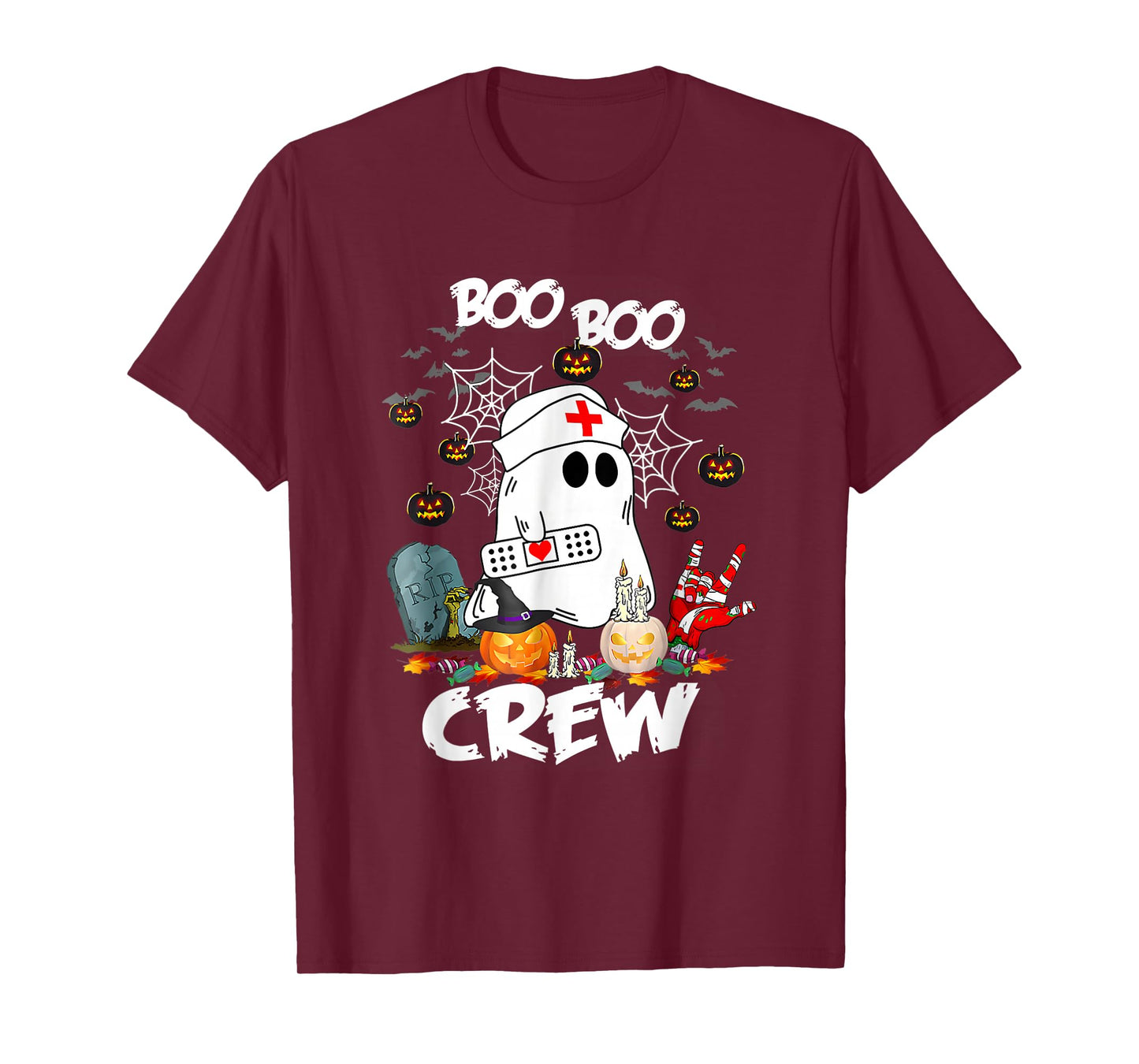 Boo Boo Crew Ghost Nurse Retro Halloween Nursing T-Shirt