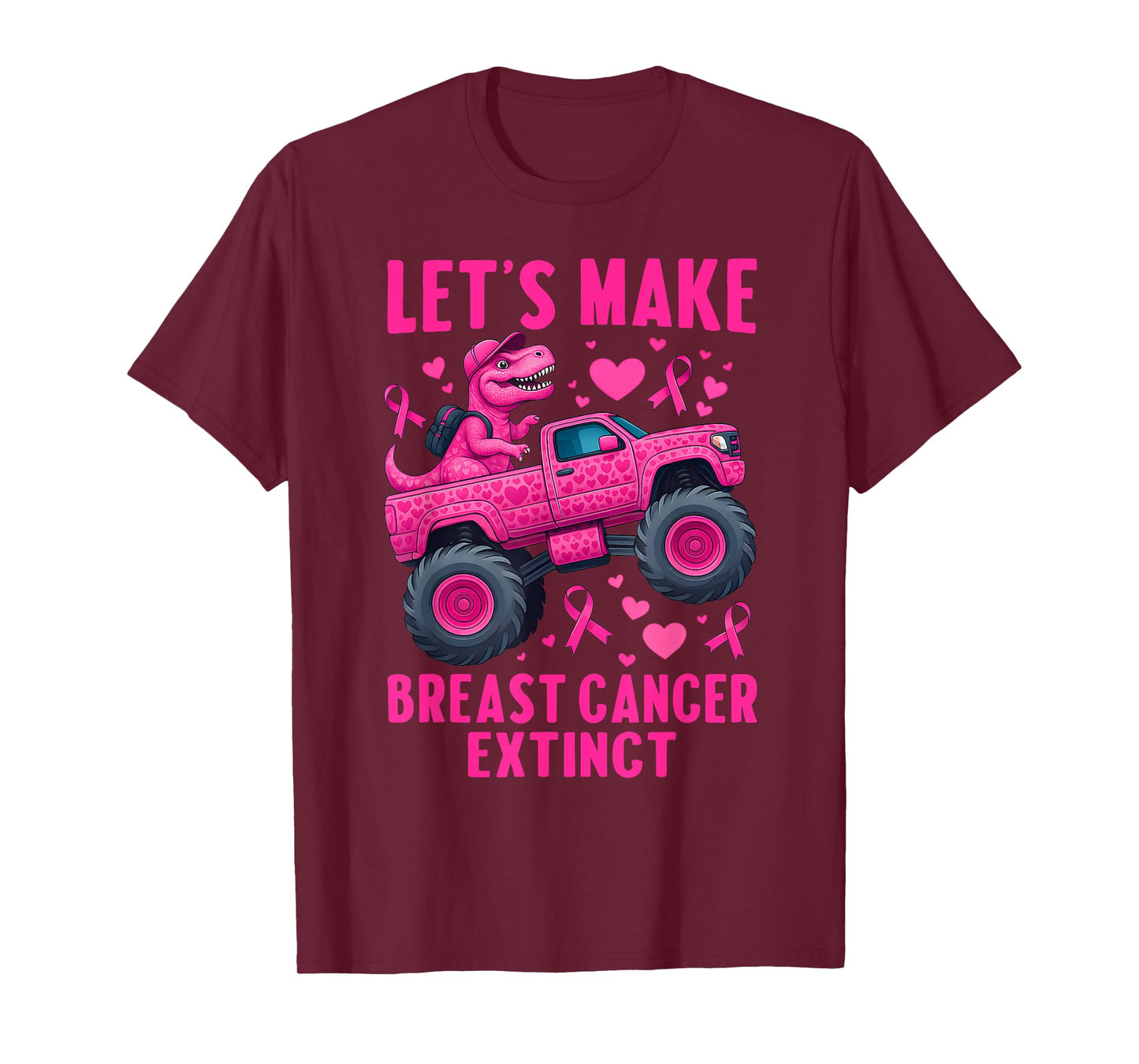 Lets Make Breast Cancer Extinct Pink Dinosaur Kids Boys Girl T-Shirt