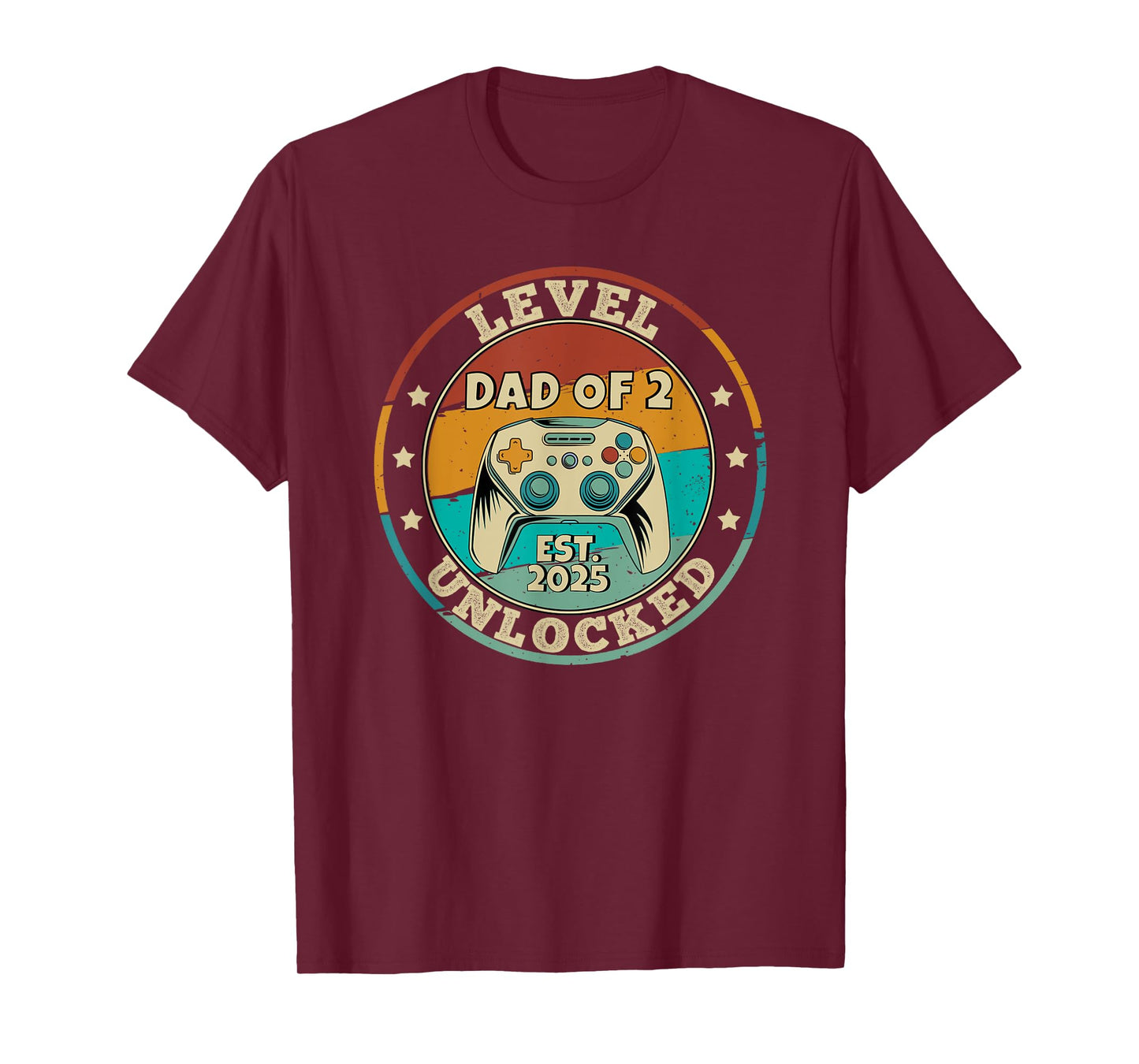 Dad of 2 Level Unlocked 2025 Promoted To Daddy Again T-Shirt
