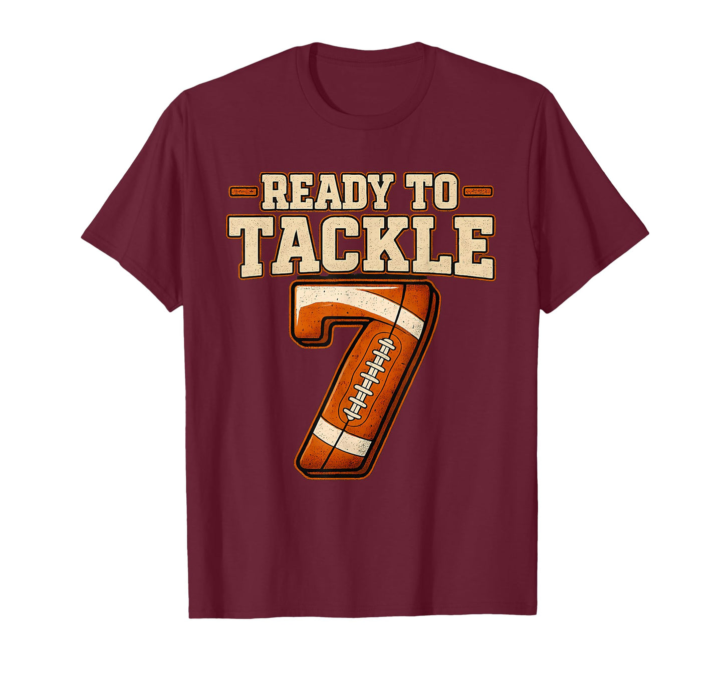 Ready To Tackle 7 Sports Lover Football Birthday Age Boys T-Shirt