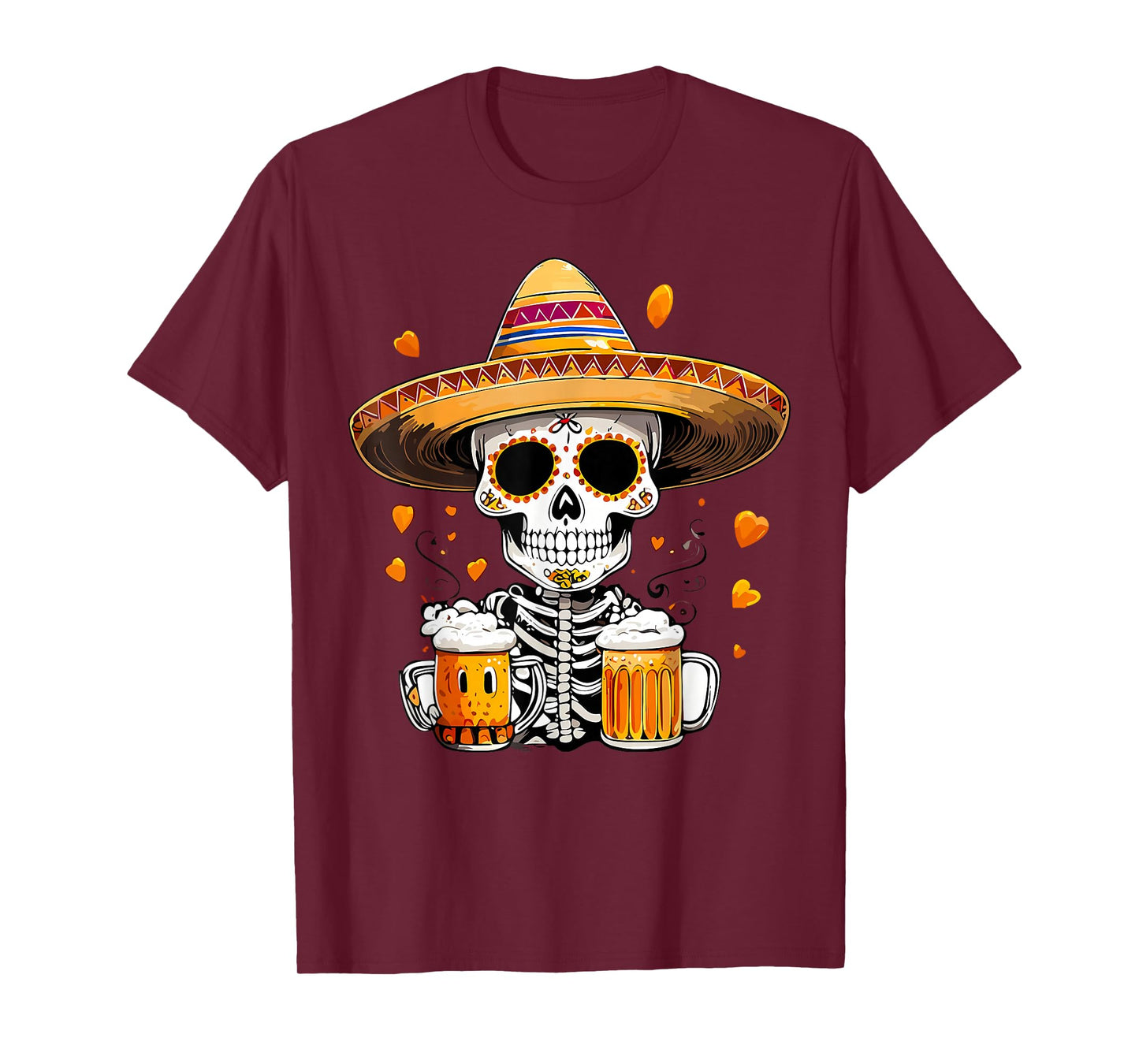 Skeleton Halloween Dia de Los Muertos Skeleton with Beer T-Shirt