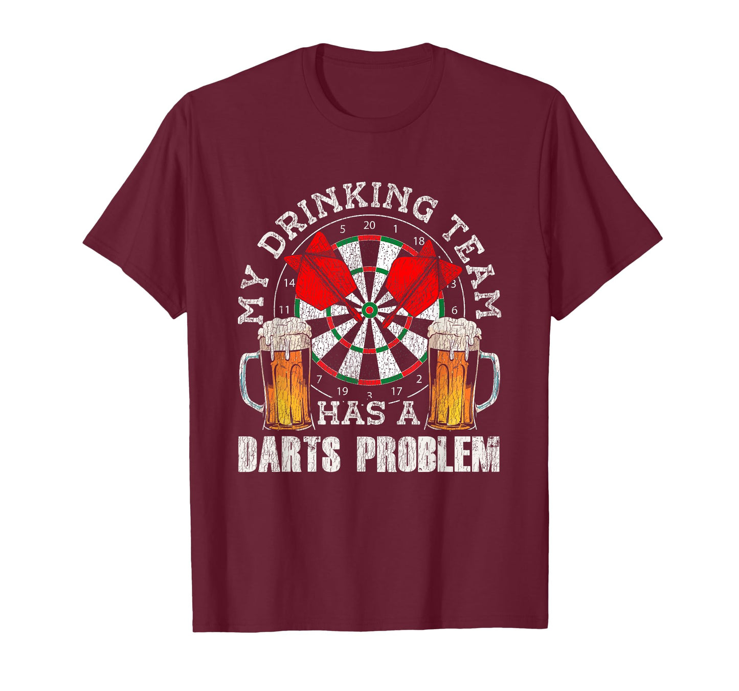 My Drinking Team Has Darts Problem Funny Darts Player Retro T-Shirt