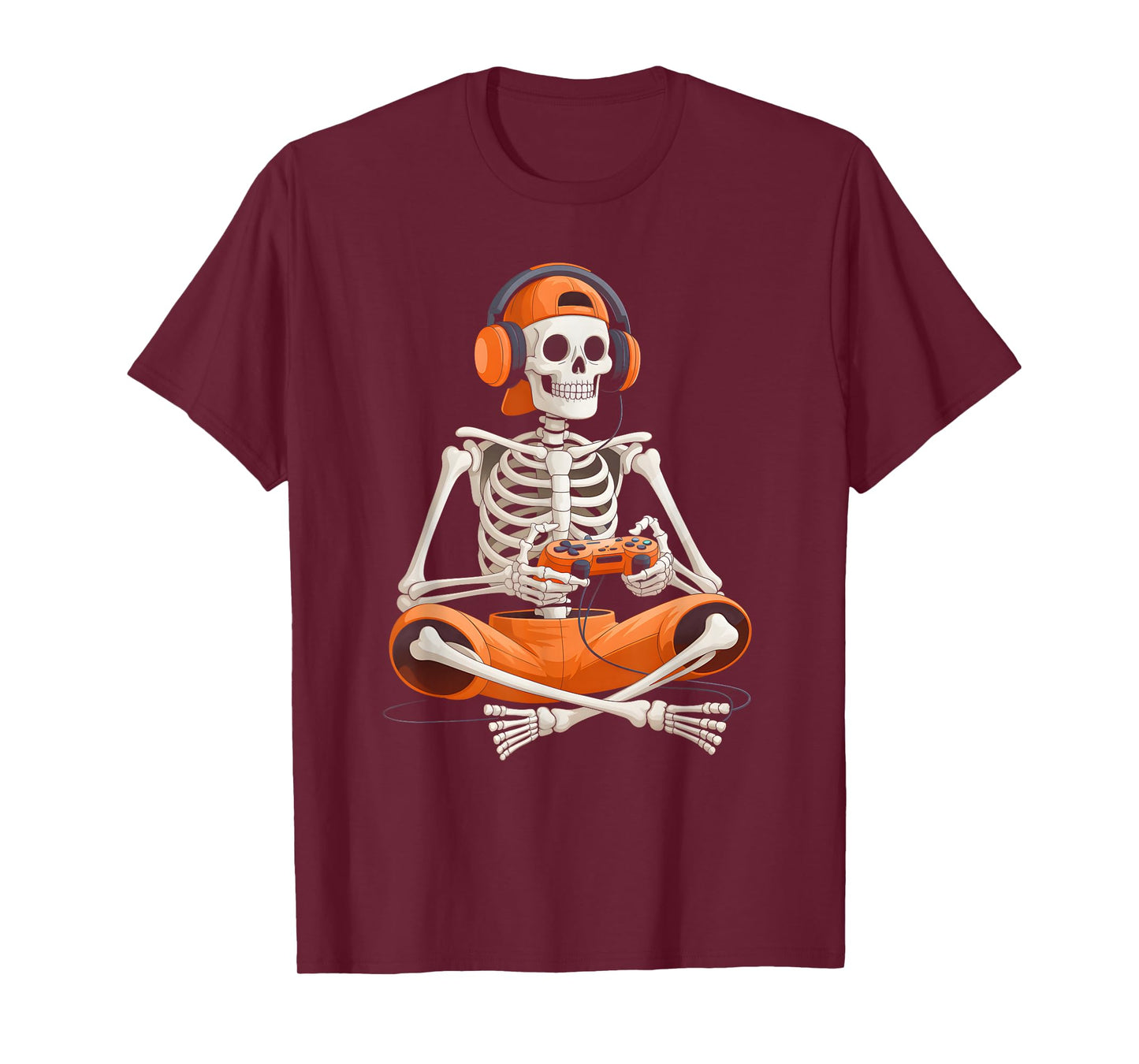 Funny Skeleton Video Game Halloween Gaming Gamer Boys Men T-Shirt