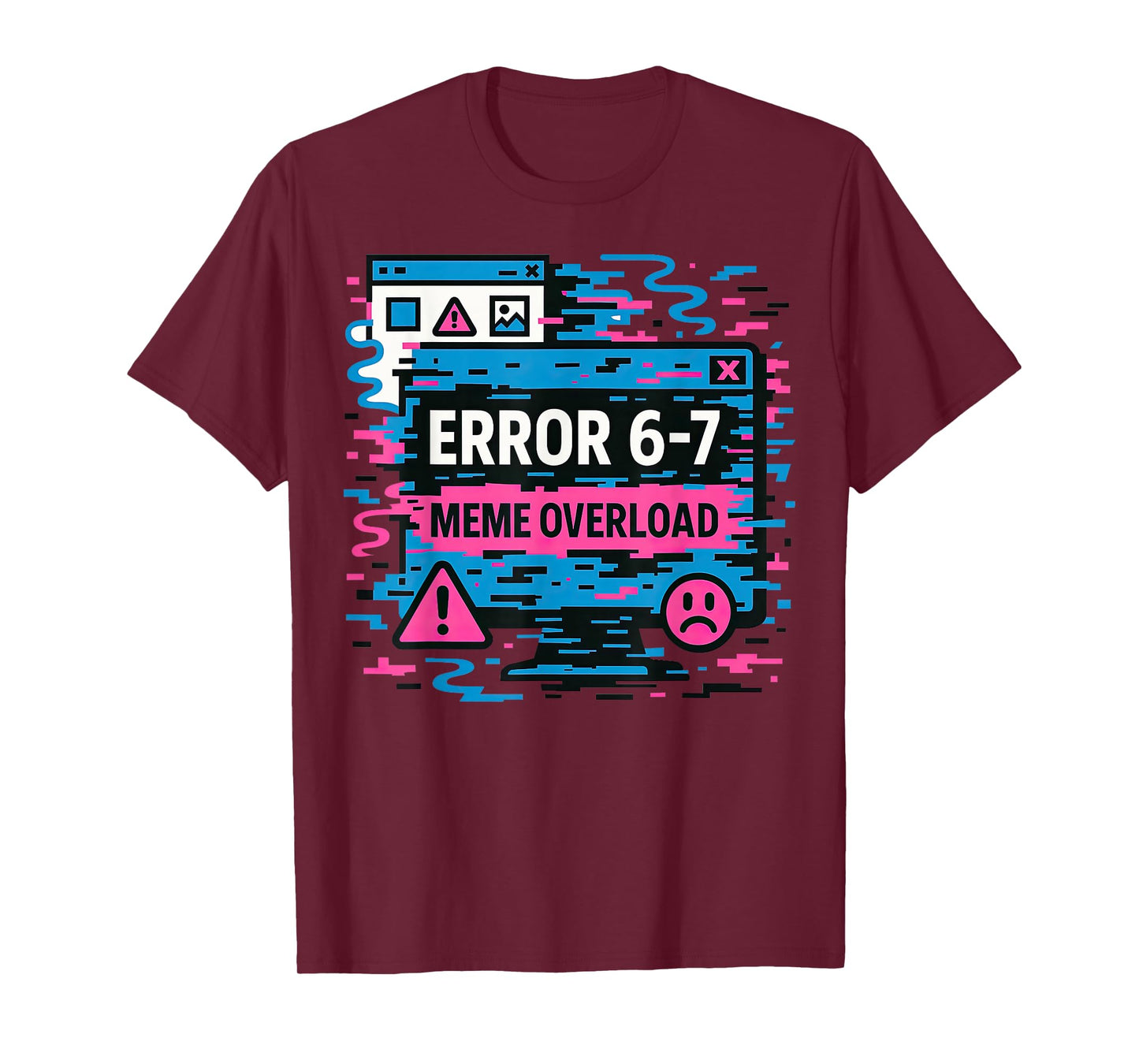 Funny Error 67 Meme Overload Six Seven Art Retro Tech Style T-Shirt