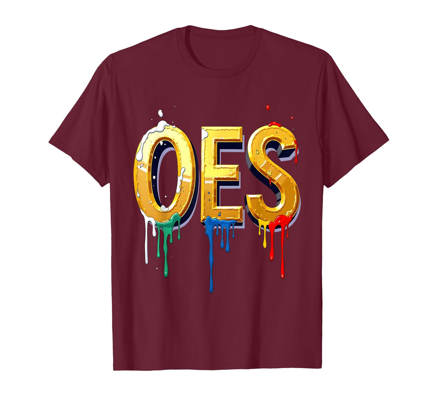 OES 3D Golden Word Colors Dripping Order of the Eastern Star T-Shirt