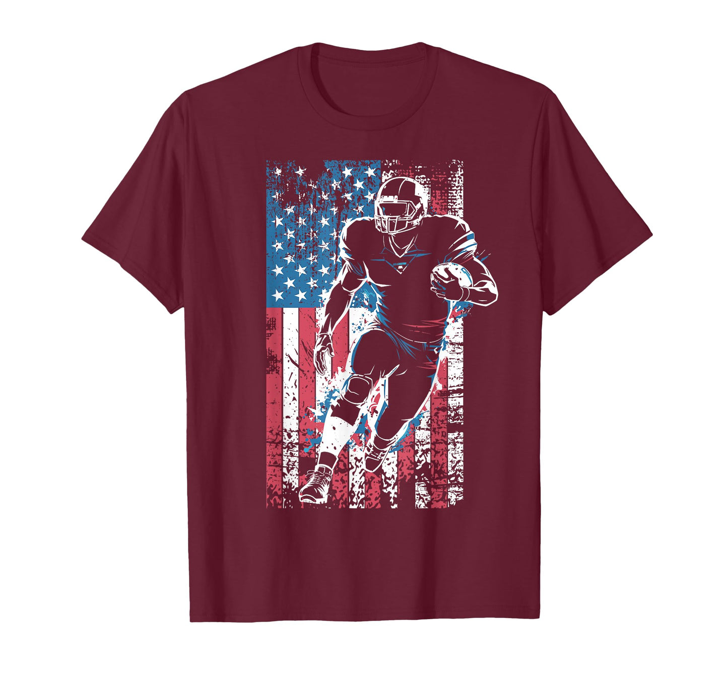 American Flag Football Player Patriotic Sports Design T-Shirt