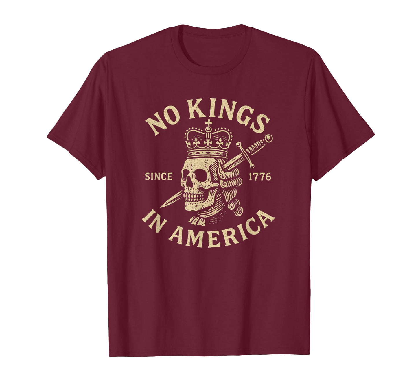 Vintage Skull Since 1776 USA - No Kings T-Shirt