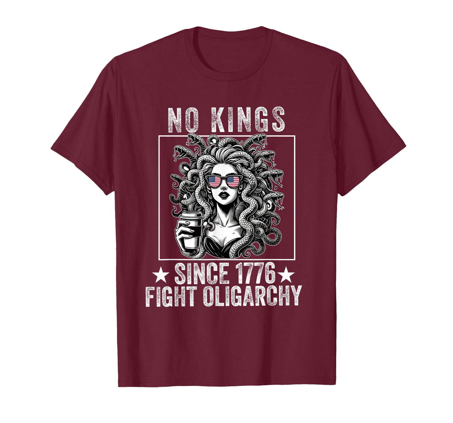 no kings fight oligarchy Medusa feminist patriot women girl T-Shirt