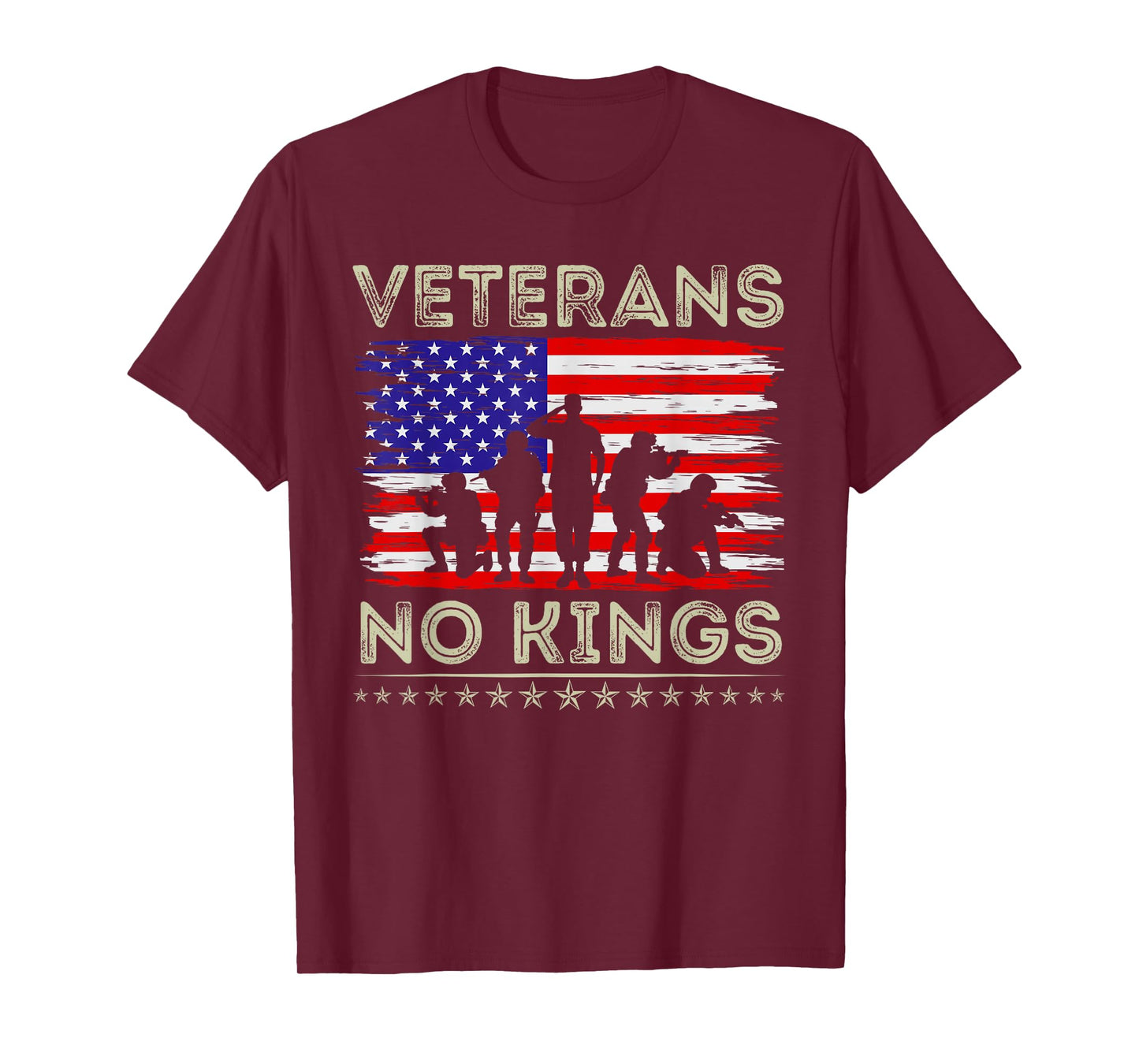 No Kings Veterans Patriotic American Flag Veterans Day Retro T-Shirt