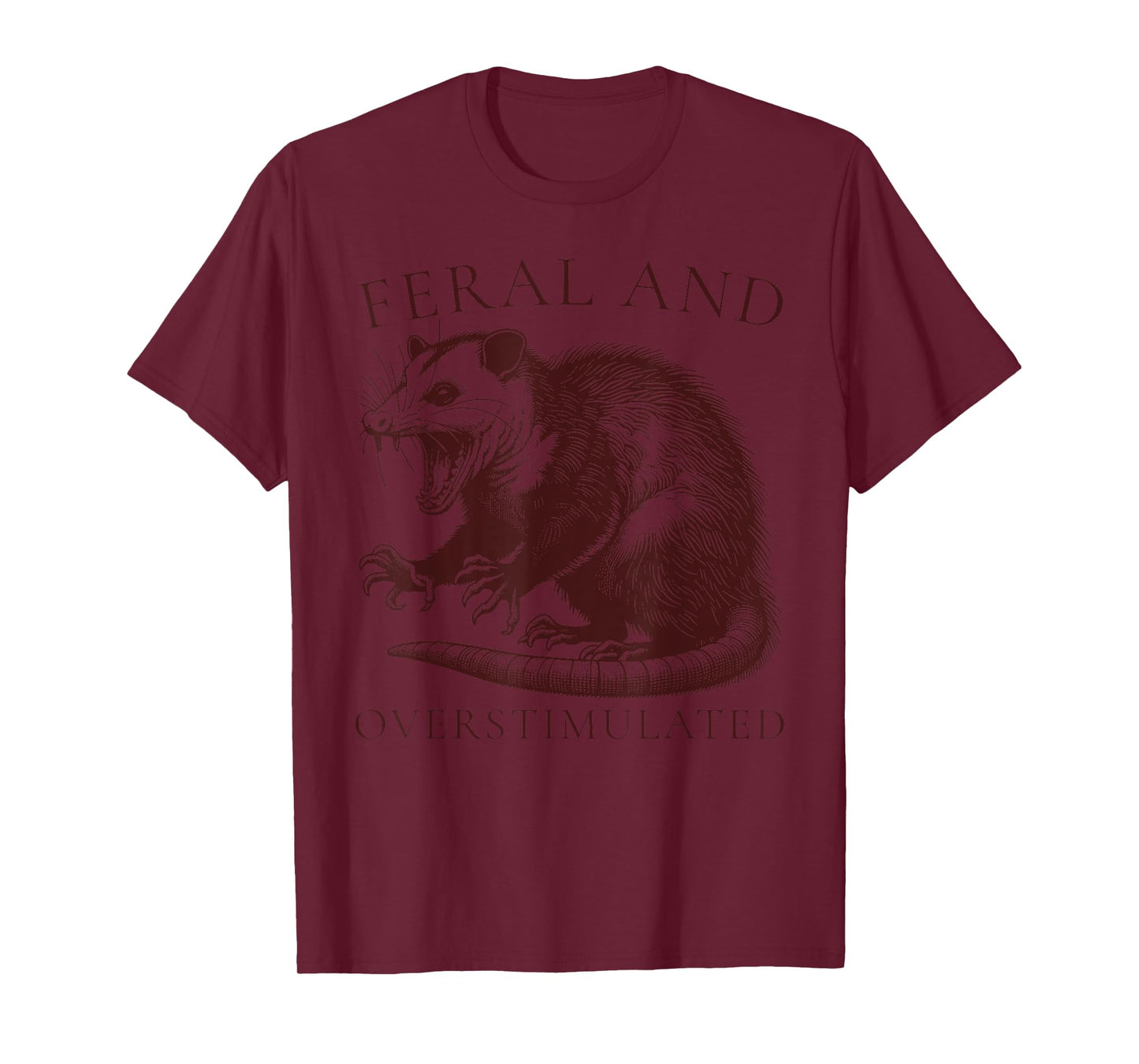 Feral and Overstimulated Funny Possum ADHD Vintage Autism T-Shirt