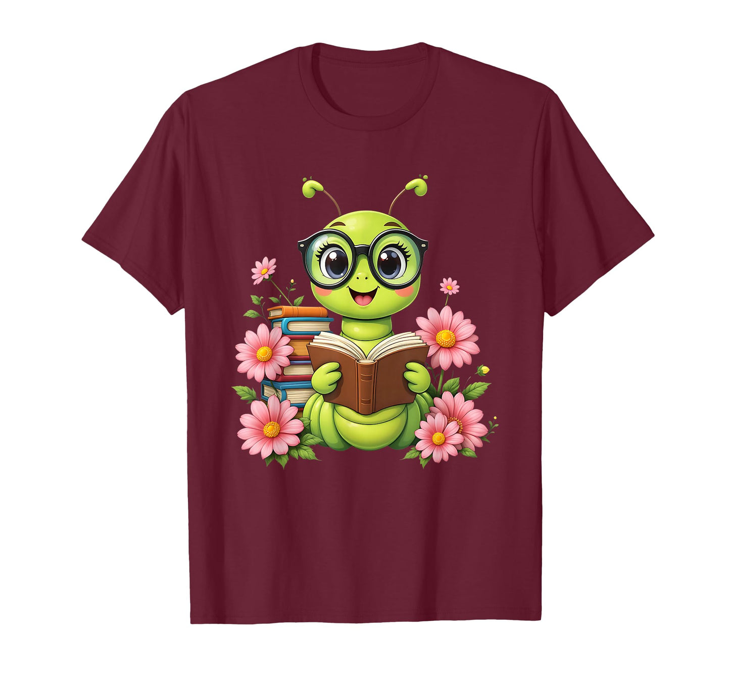 Bookworm Costume Kawaii Reading Worm for World Book Day T-Shirt