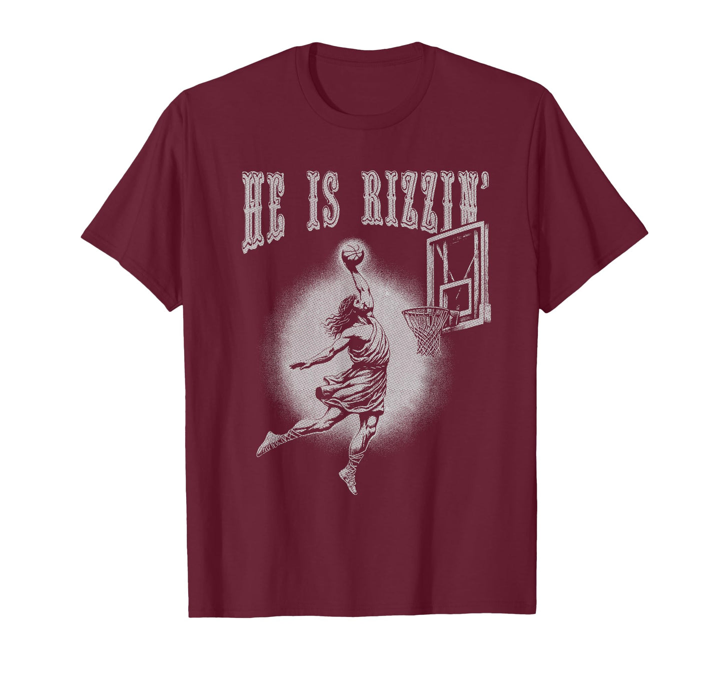 Rizzin Christian Easter Graphic Jesus Playing Basketball T-Shirt