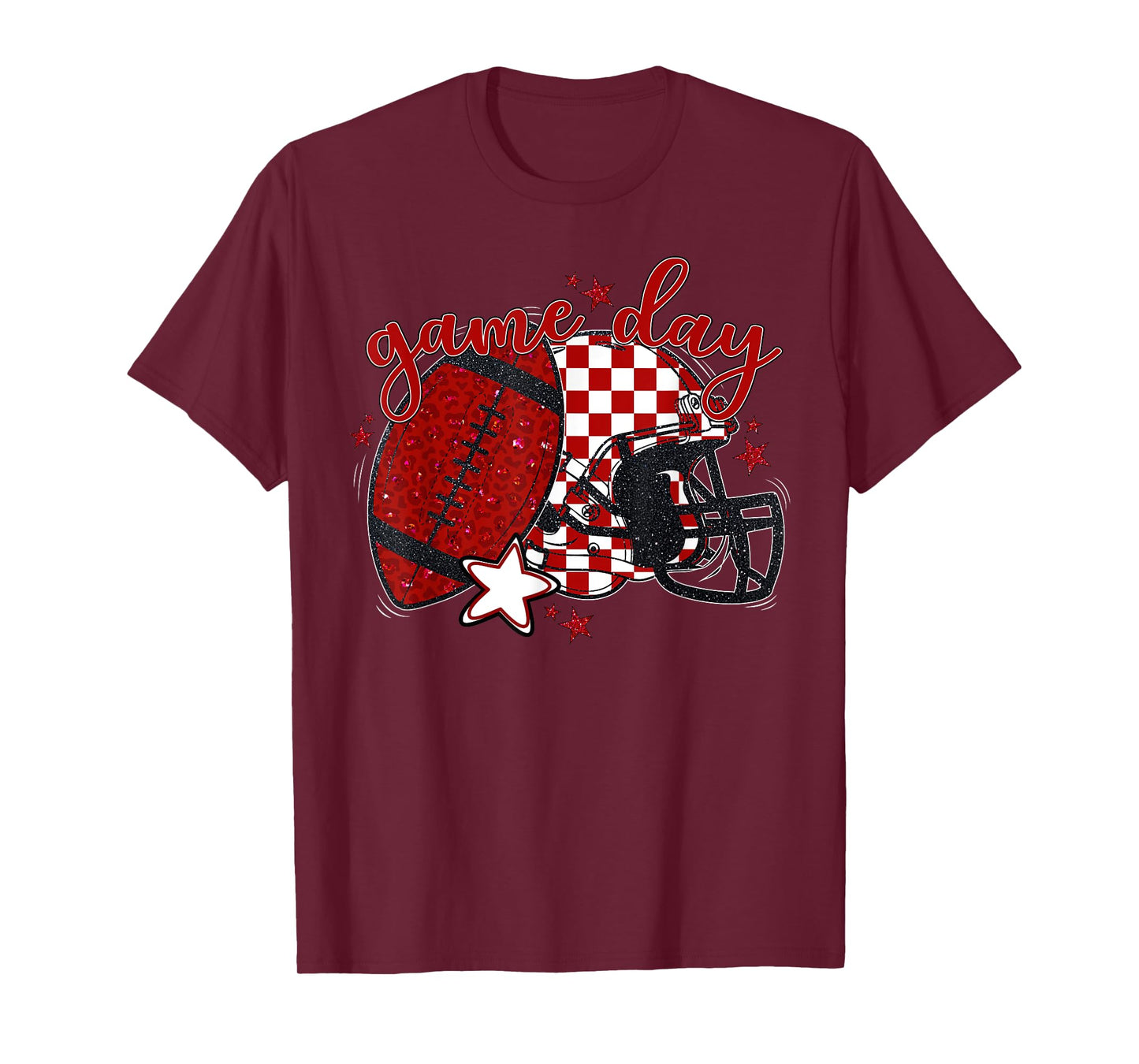 Red Leopard Game Day Football Touchdown Season Men Boys T-Shirt