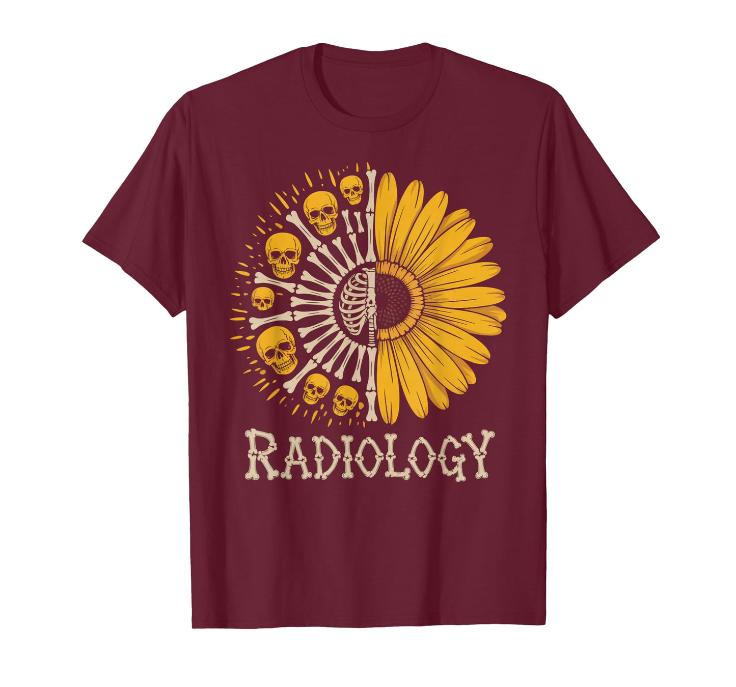 Sunflower Skeleton Radiology Technician Radiologist T-Shirt