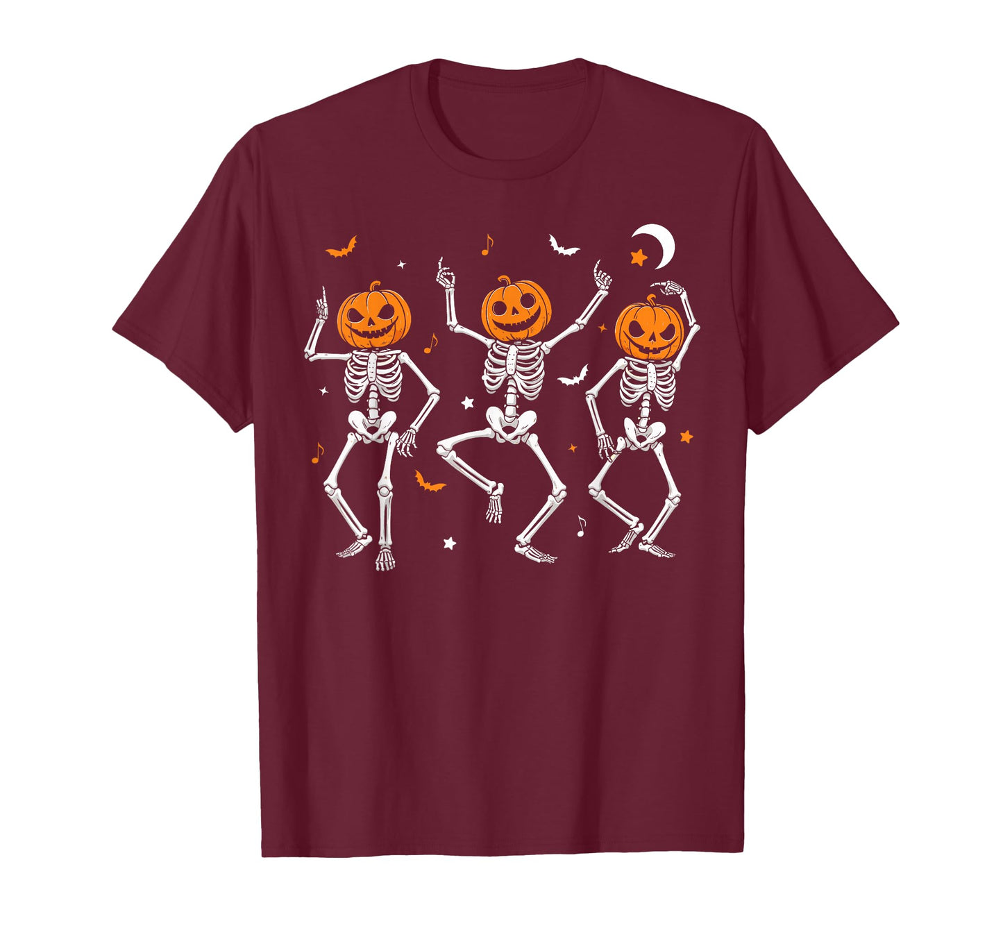 Spooky Dancing Pumpkin Head Skeletons Dance Funny Halloween T-Shirt