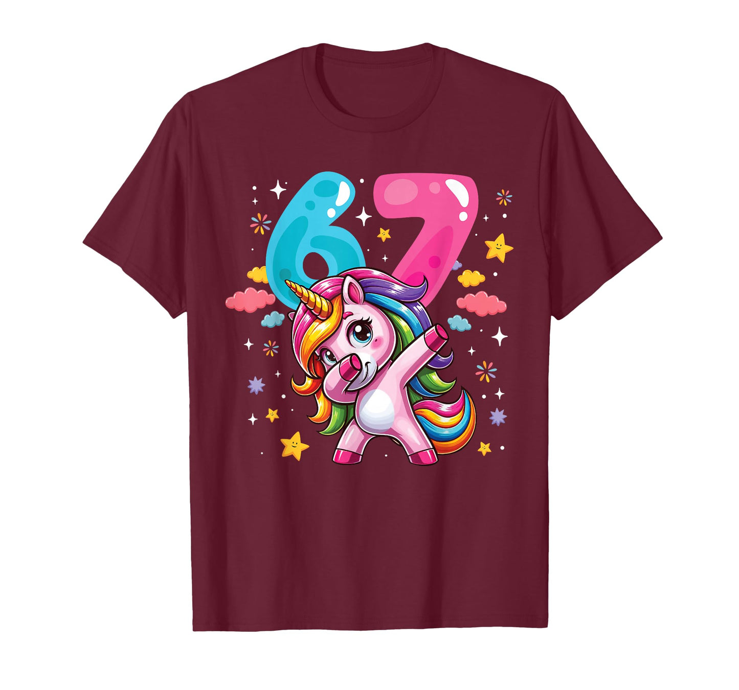 67 Meme Unicorn for Girls Six Seven Meme Brainrot Funny Kids T-Shirt