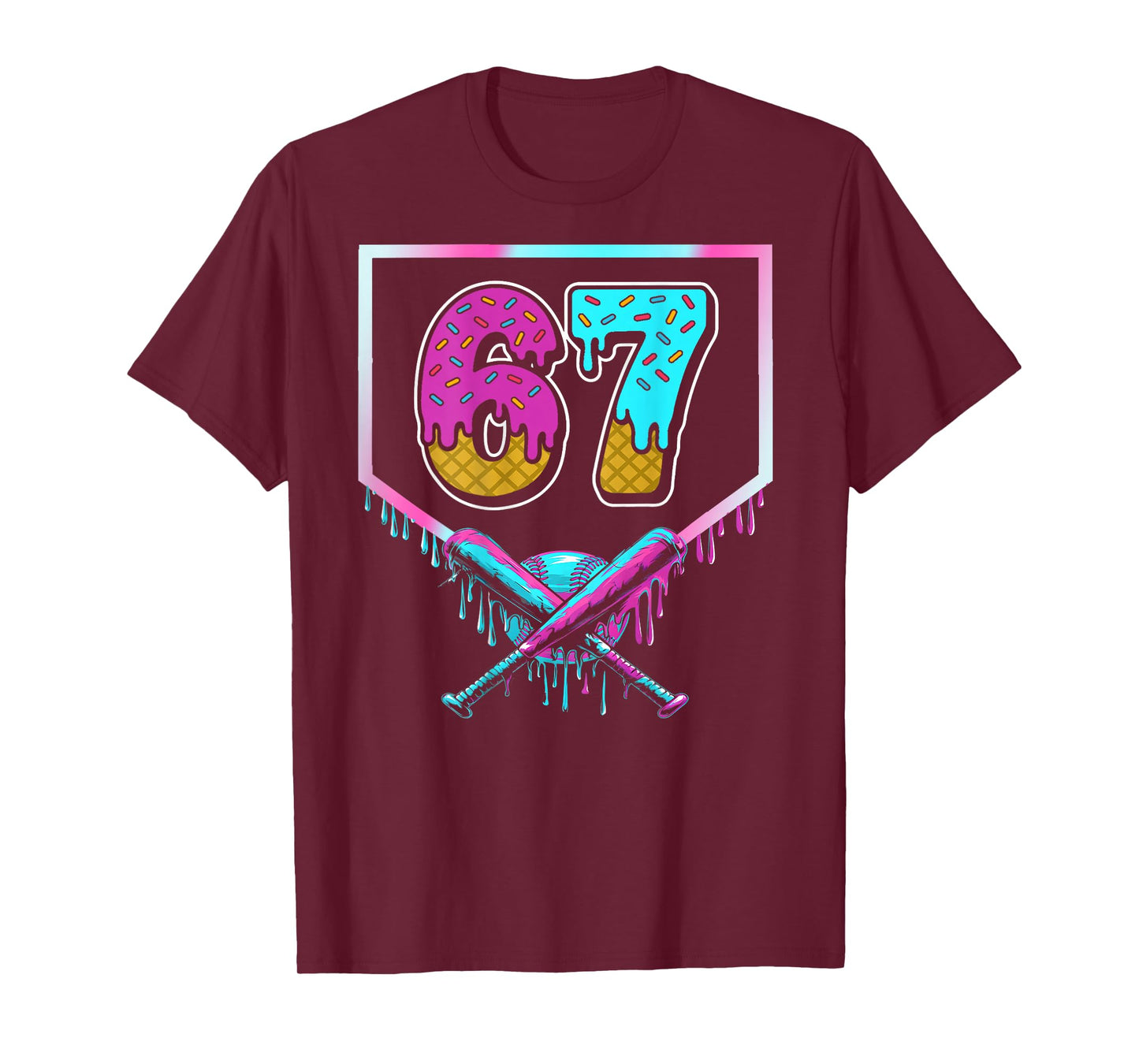 Six Seven Ice Cream Drip Sport 67 Fun Mason Meme (On Back) T-Shirt