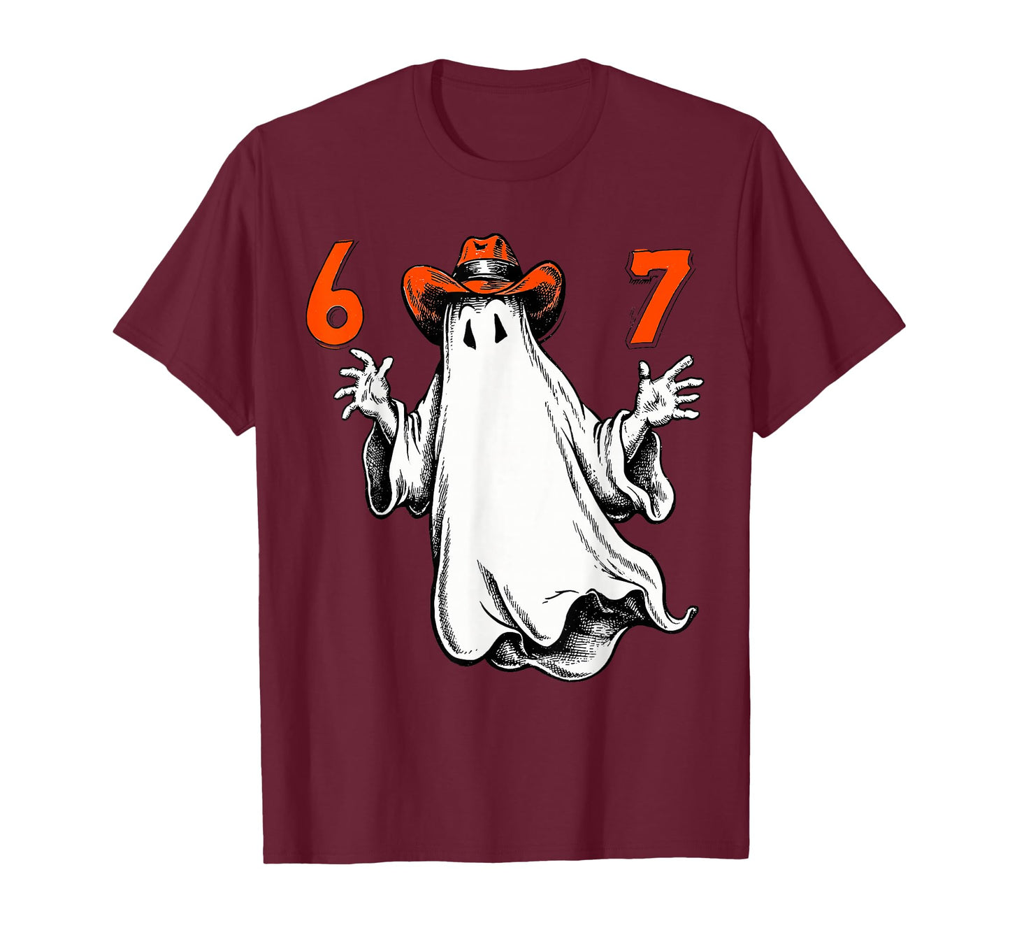 Spooky Ghost Number 67 Halloween Haunted Six Seven 6 7 Meme T-Shirt