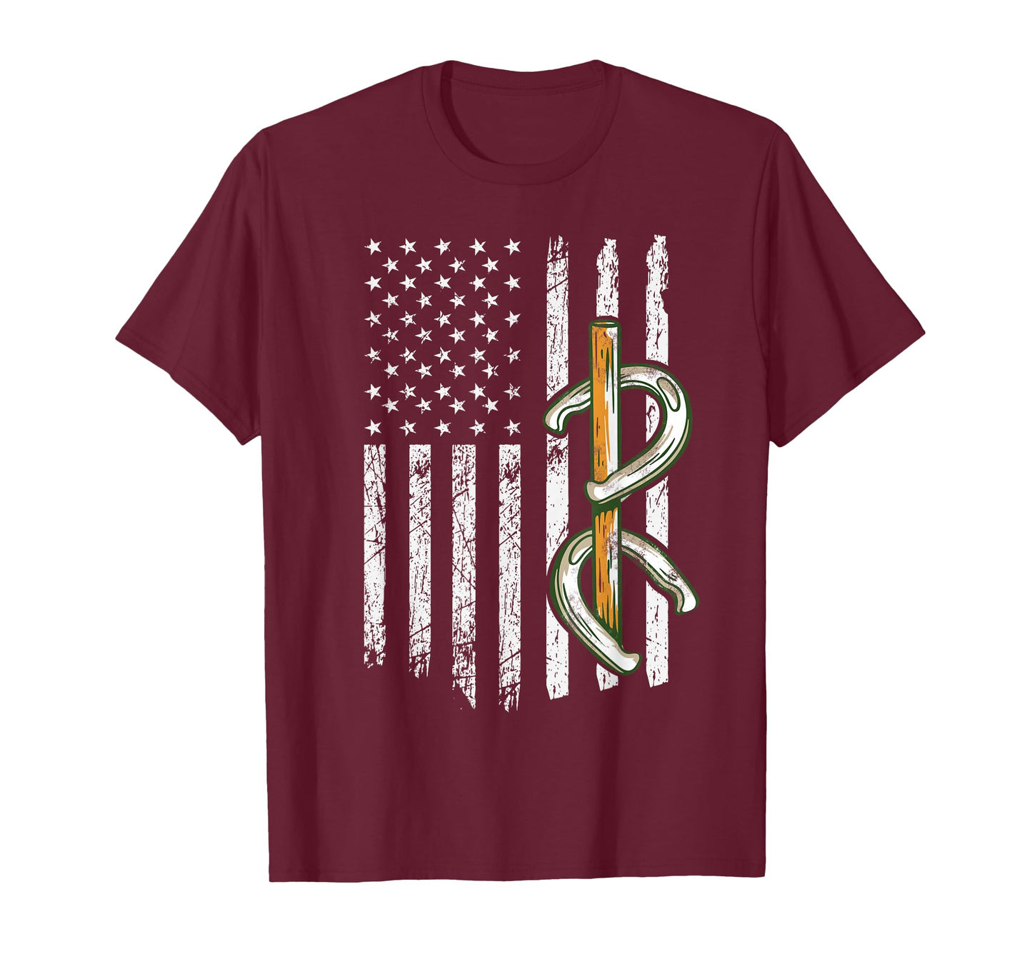 Horseshoe pitching usa flag horseshoe throwing game patriot T-Shirt