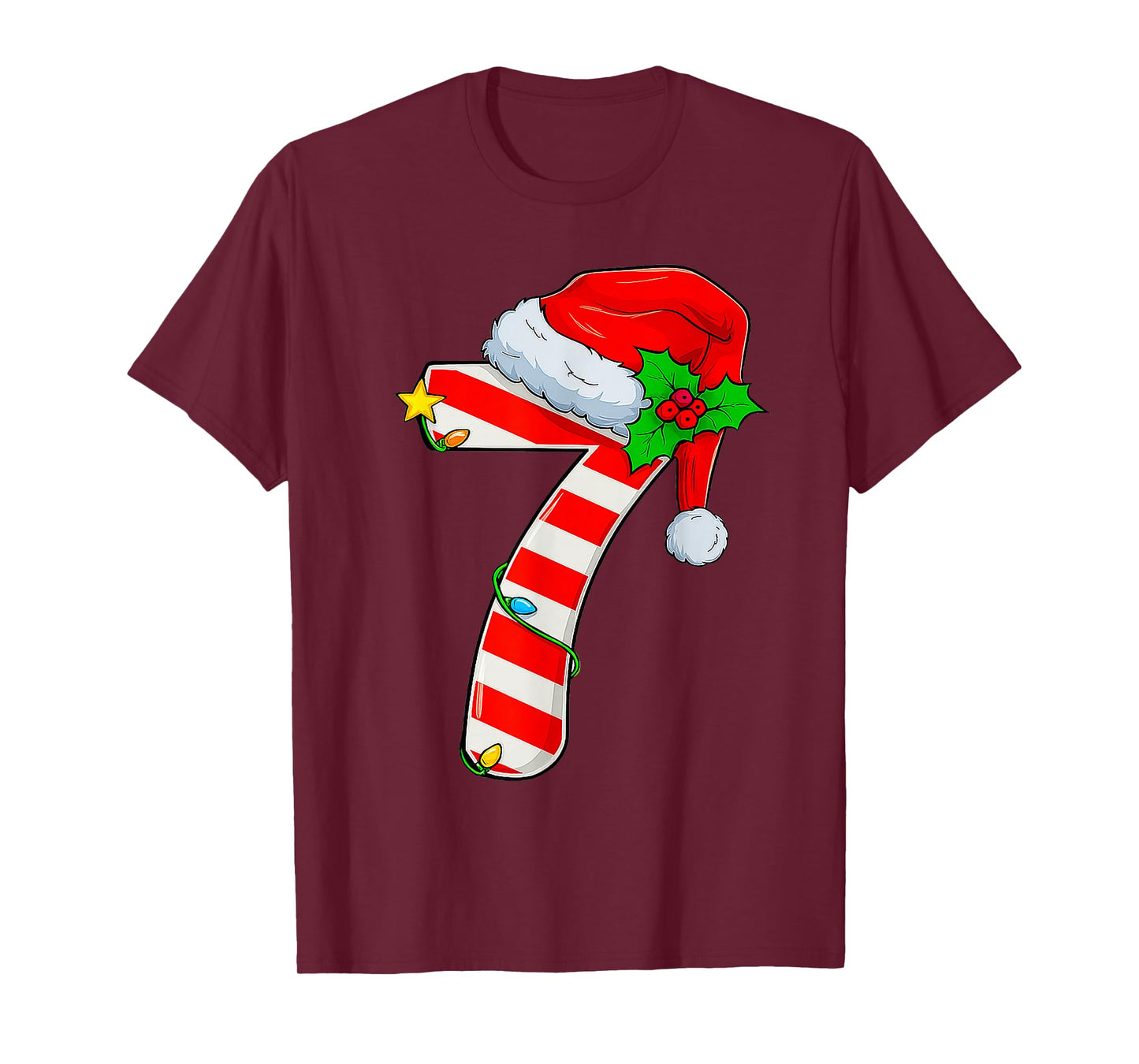 Fun Six Seven 6 7 Meme Candy Cane Lights Santa Christmas T-Shirt