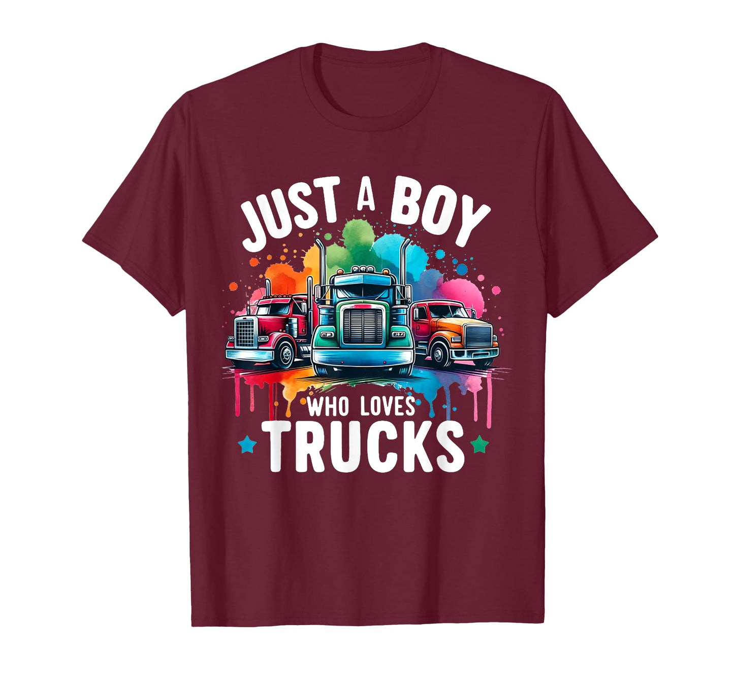 Just a Boy who loves Trucks Semi Trucker Drip Kids Toddler T-Shirt