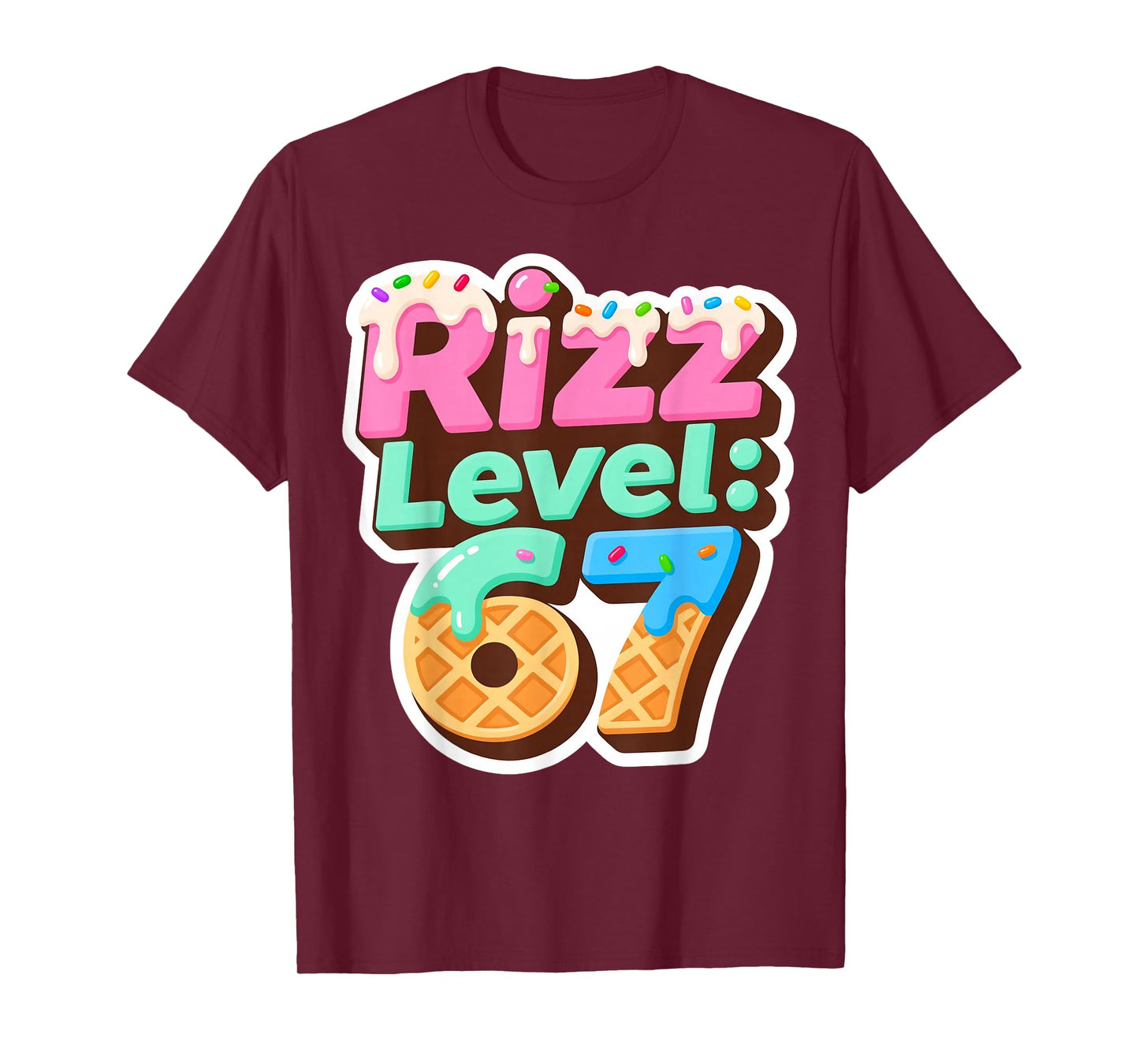 Rizz Level 67 Meme Shirt Ice Cream Drip Meme Six Seven 6 7 T-Shirt