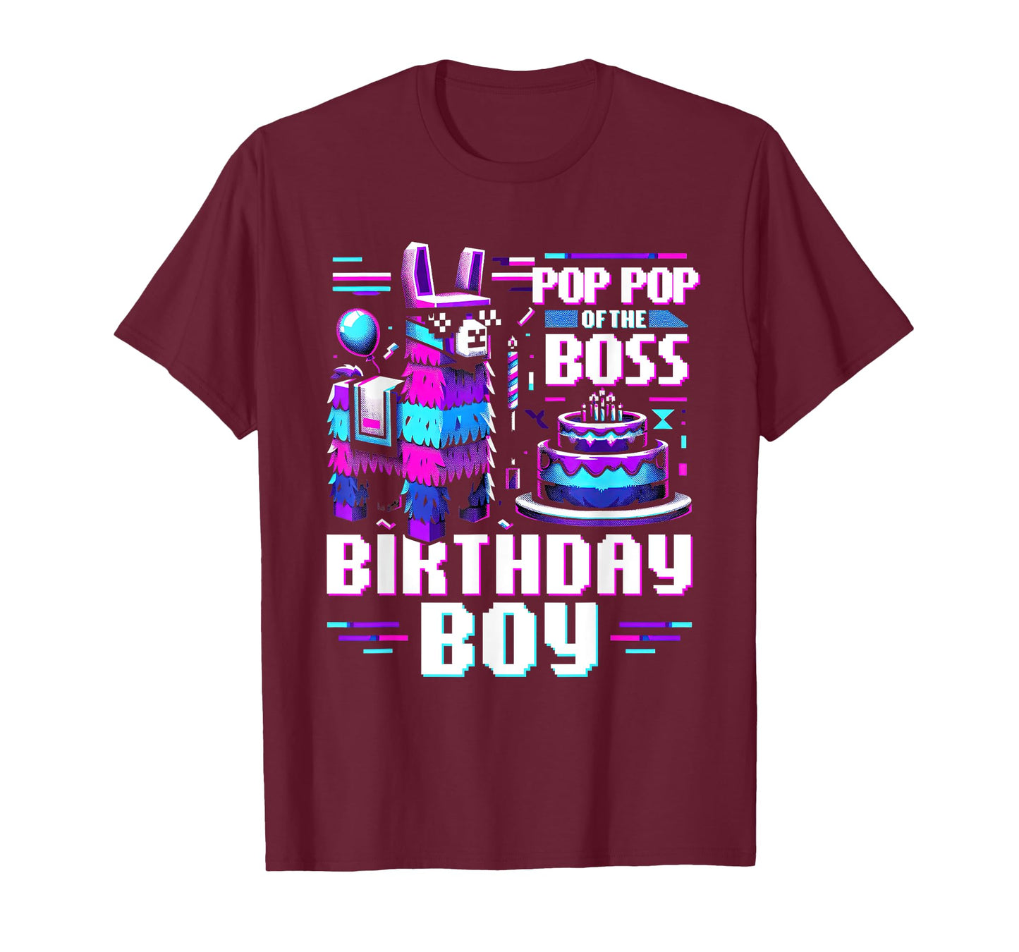 Pop Pop Of The Boss Llama Birthday Boy Gift For Gamers T-Shirt