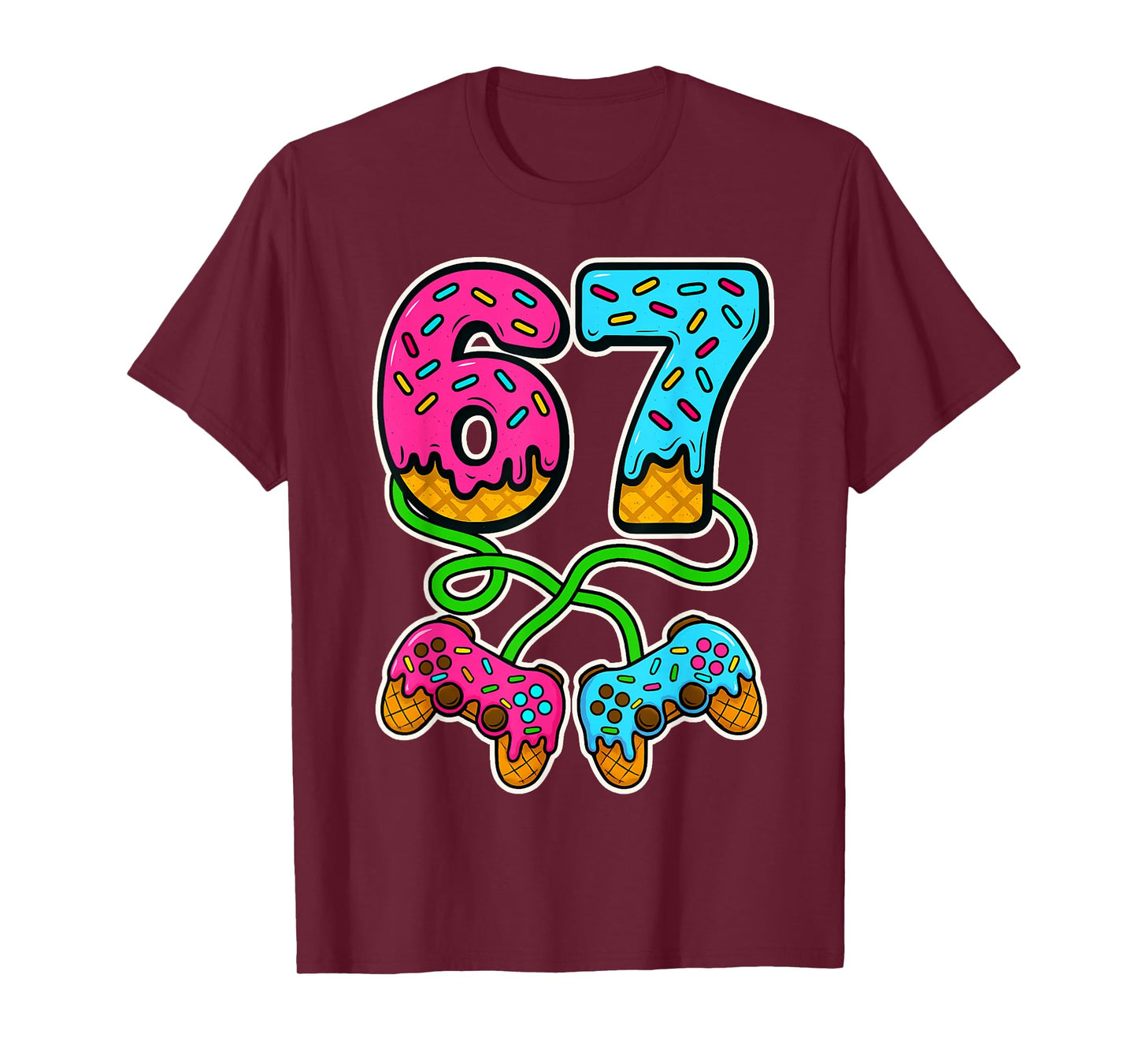 67 Ice Cream Drip Meme Gamer Six Seven Gen Alpha Slang Boys T-Shirt