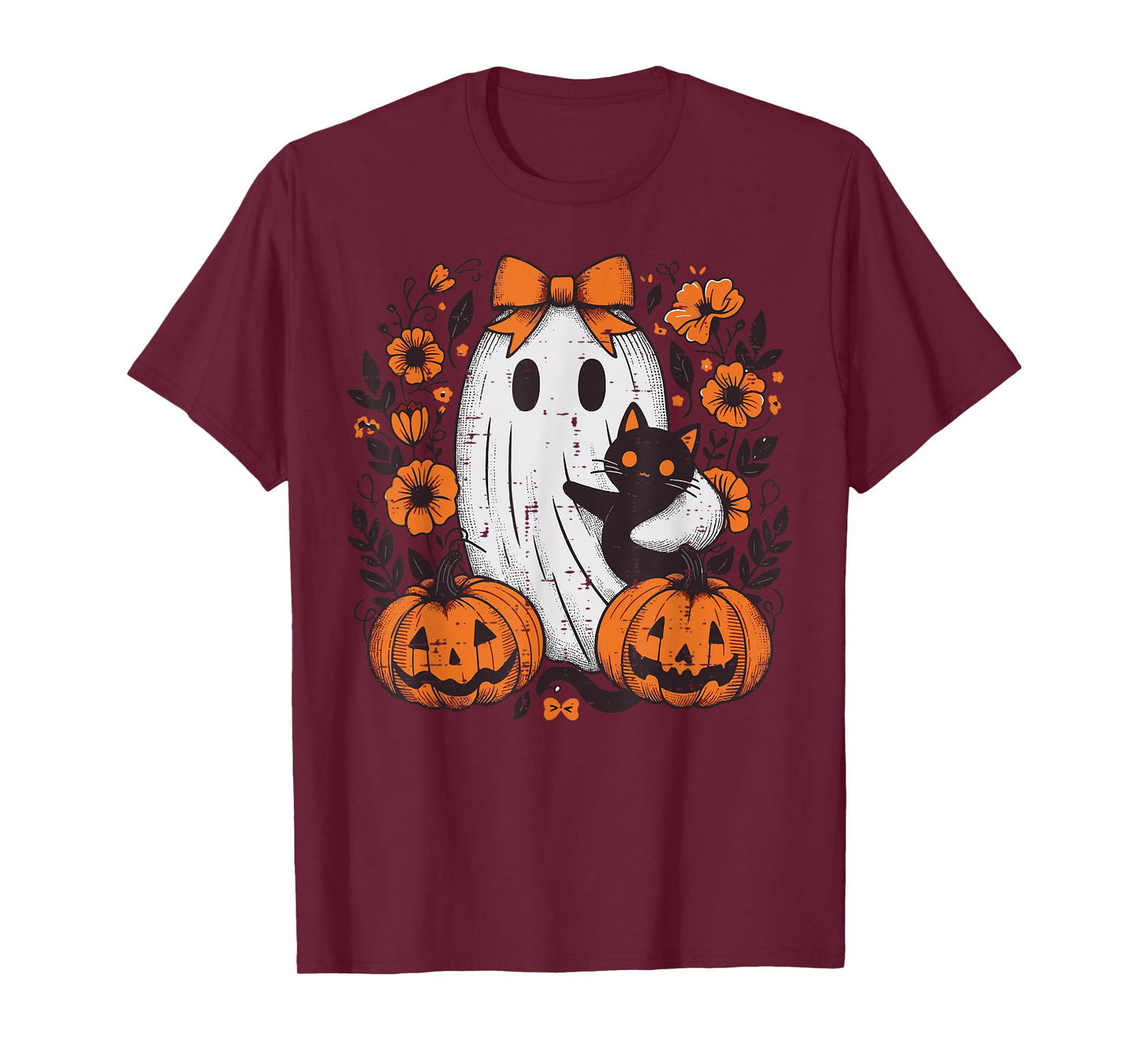 Halloween Ghost Black Cat Fall Season Women Girl Kid Toddler T-Shirt
