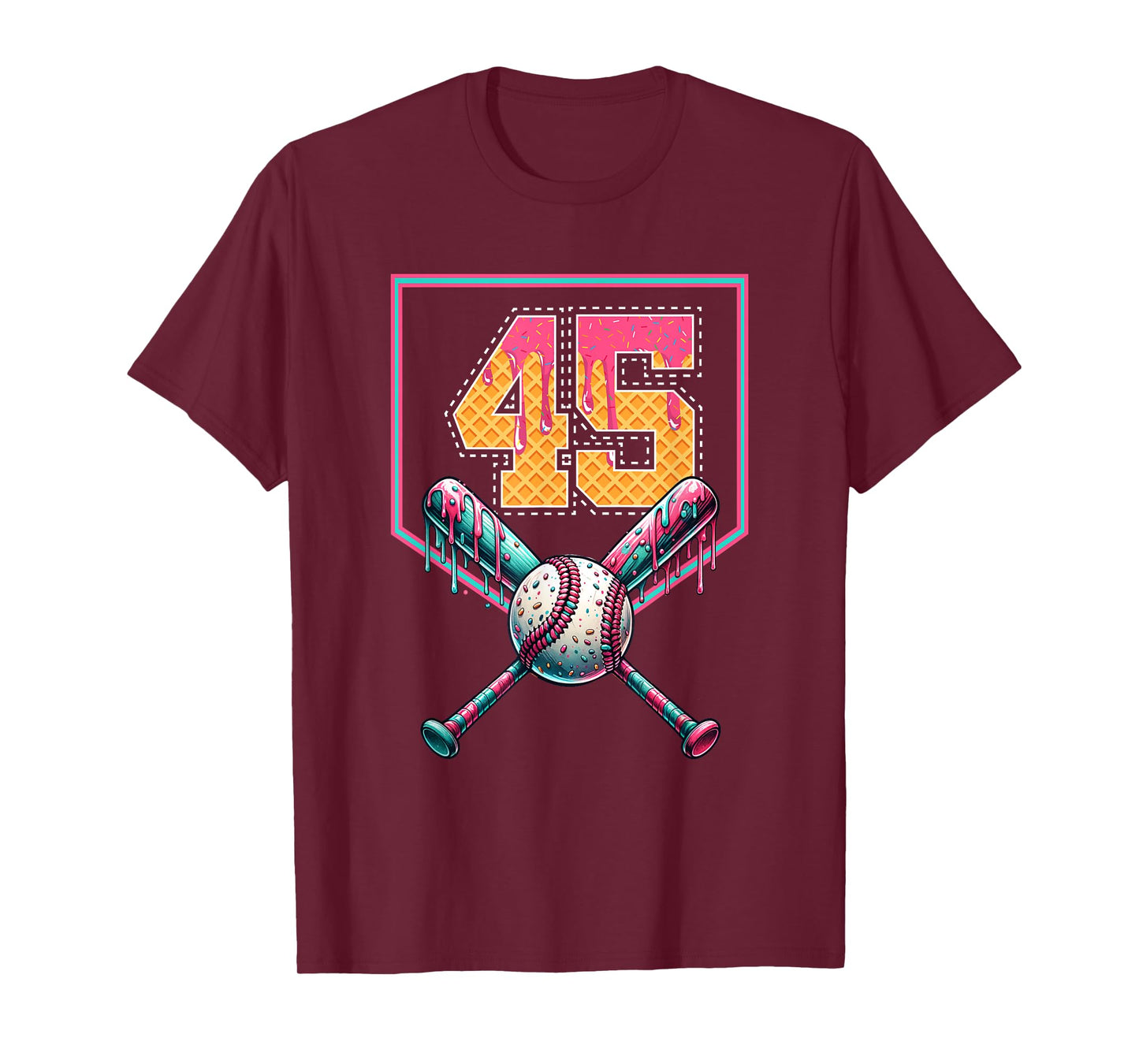 Baseball Drip Number 45 Player Or 45th Birthday T-Shirt