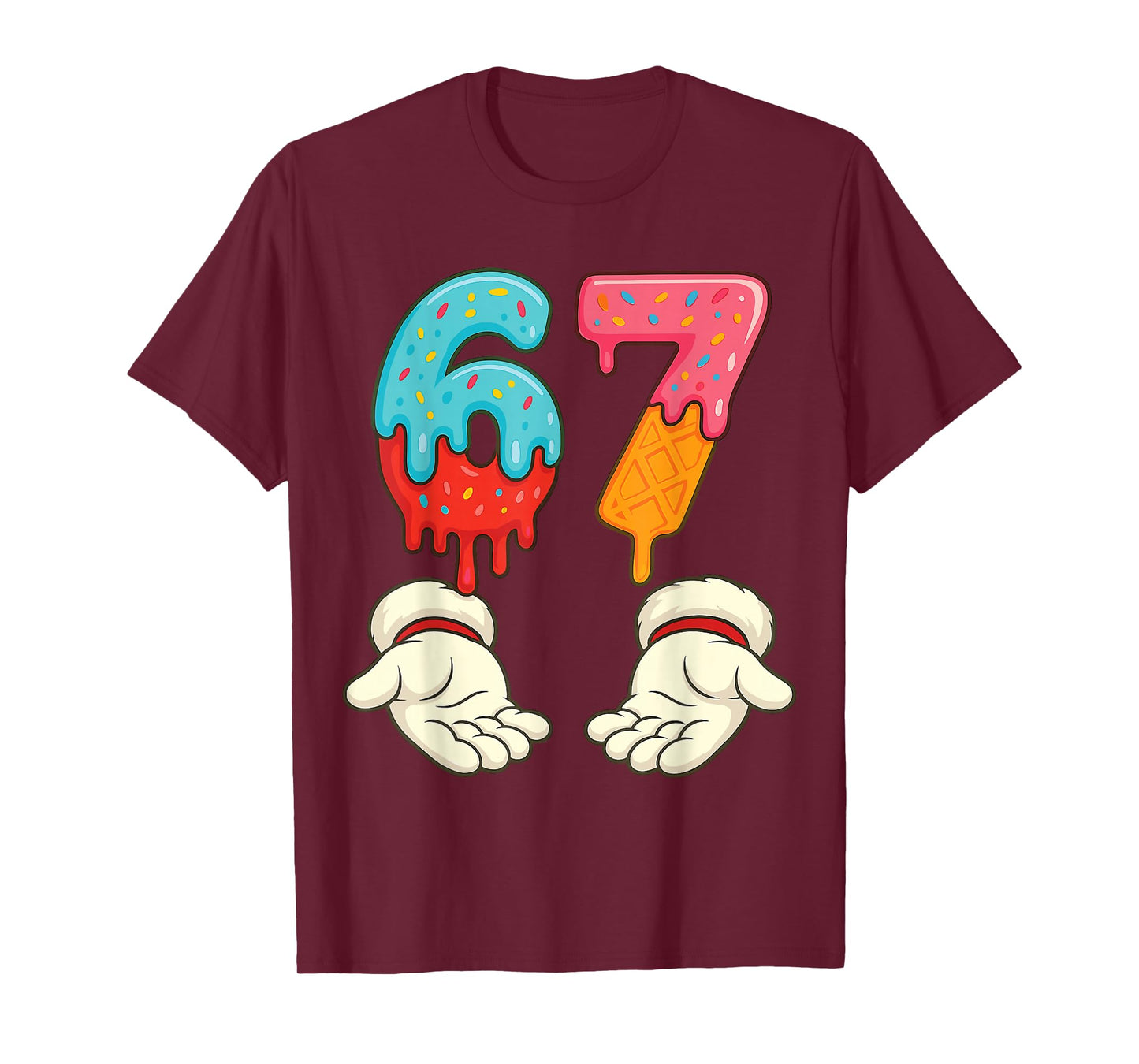 Funny Six Seven 6 7 Meme Christmas Ice Cream Drip Xmas Santa T-Shirt