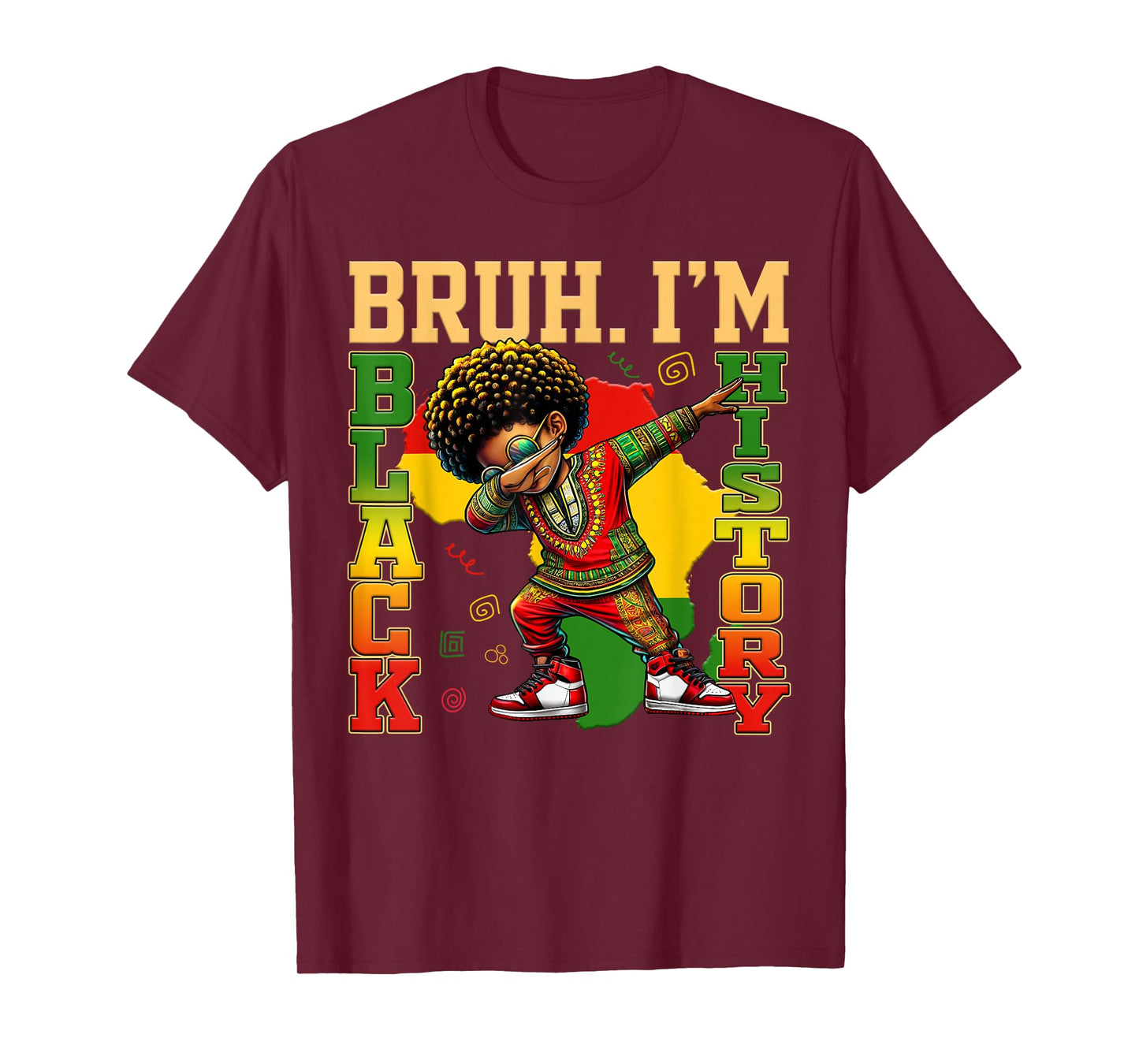 I Am Black History Dabbing Afro Men Boy Black History Month T-Shirt