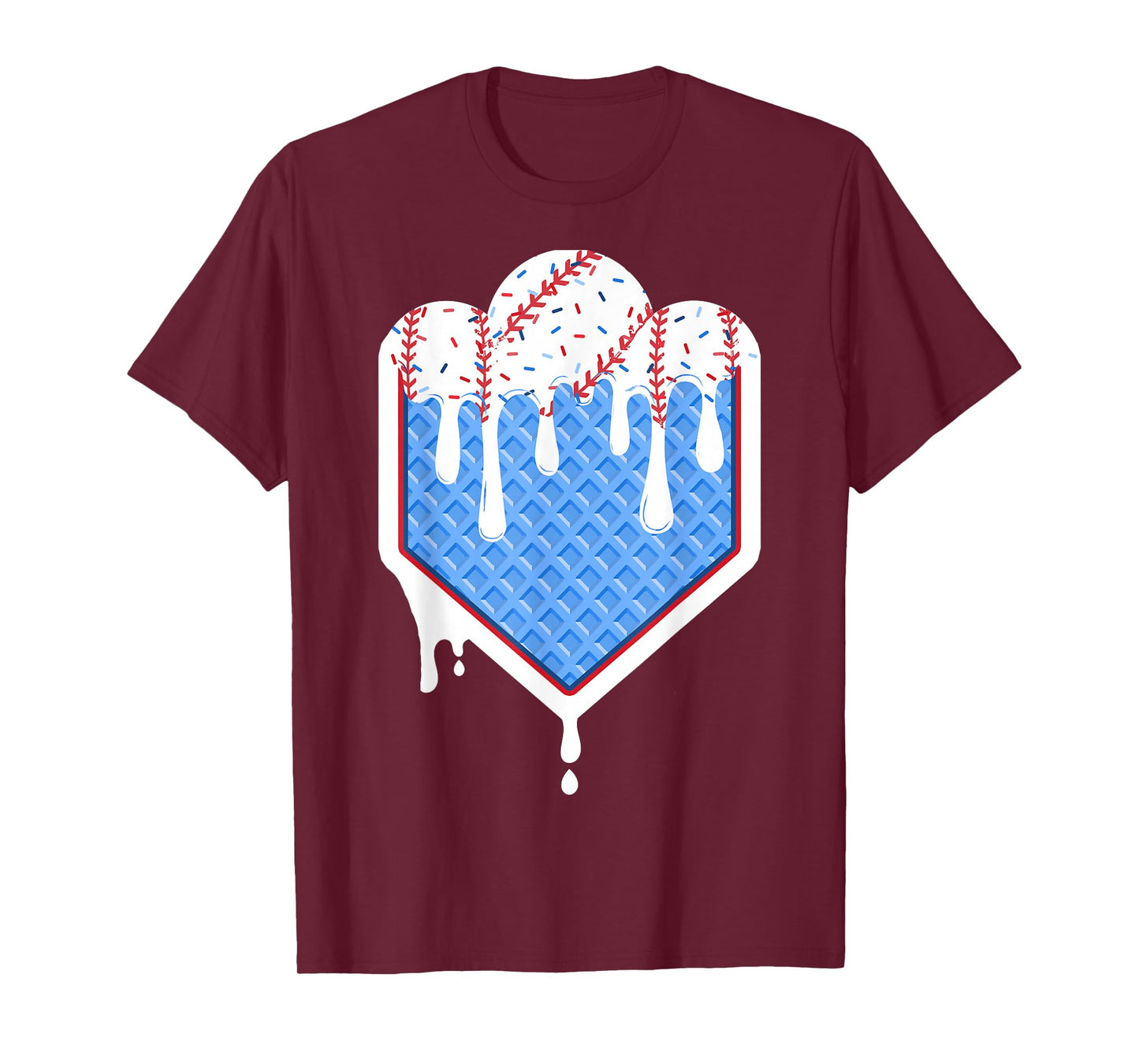 Baseball Drip Boy Ice Cream Sprinkle Youth Baseball Birthday T-Shirt