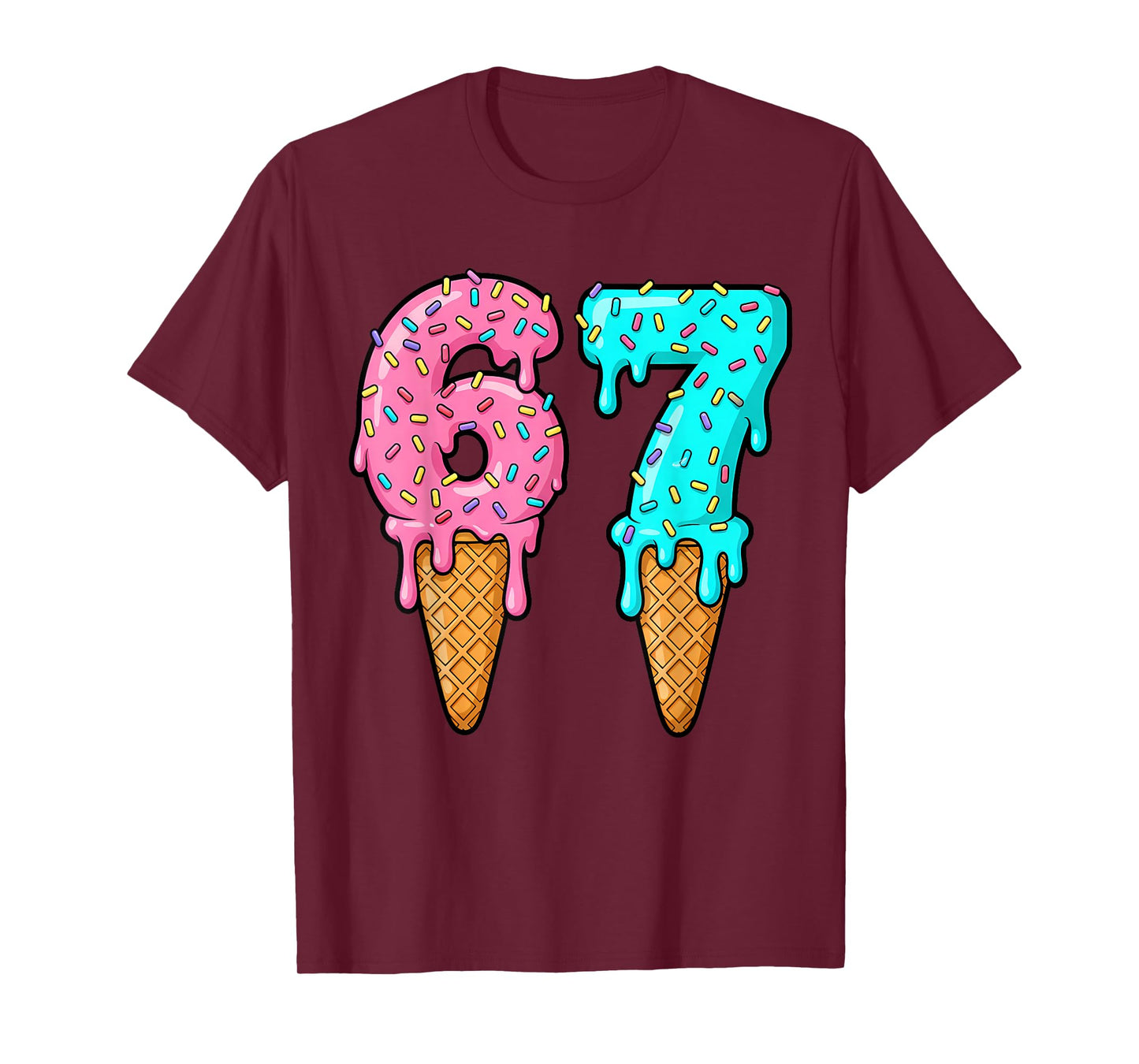 67 Ice Cream Drip Meme Six Seven Gen Alpha Slang T-Shirt