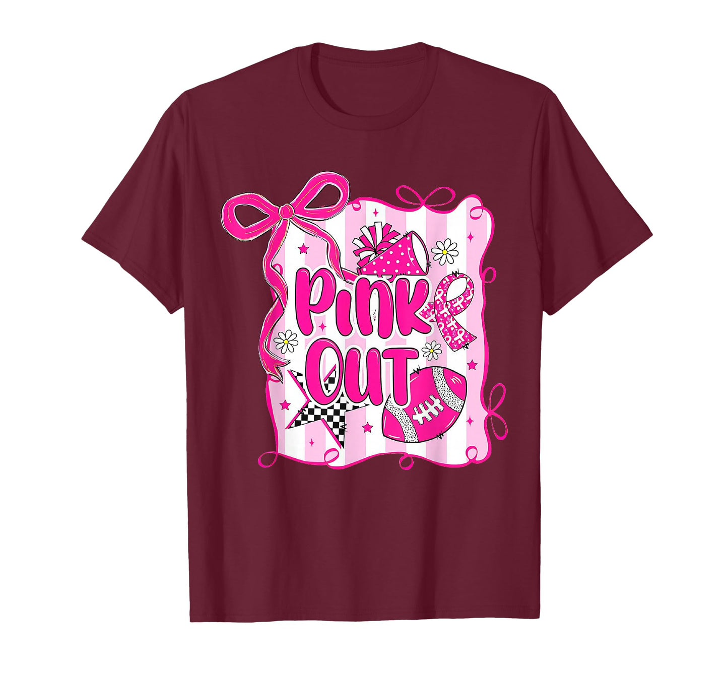 Football Pink Out Team Breast Cancer Awareness Month Womens T-Shirt