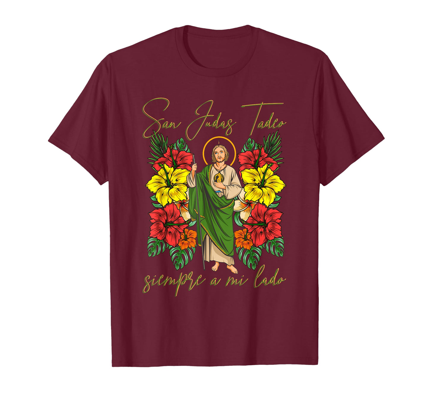 San Judas Tadeo Siempre A Mi Lado. Versión Floral T-Shirt