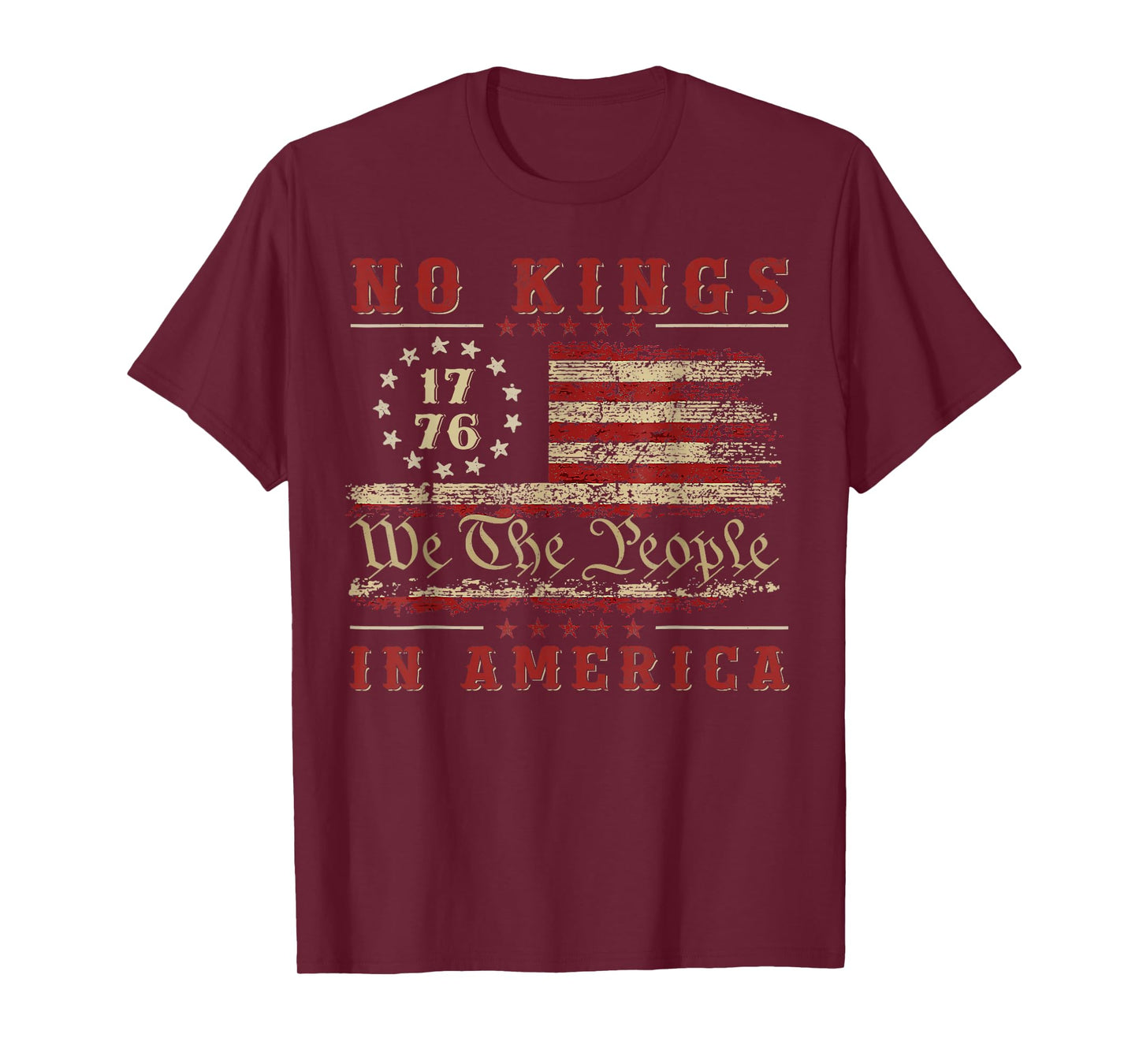 Retro June 14th No Kings In America 1776 USA Flag Men Women T-Shirt