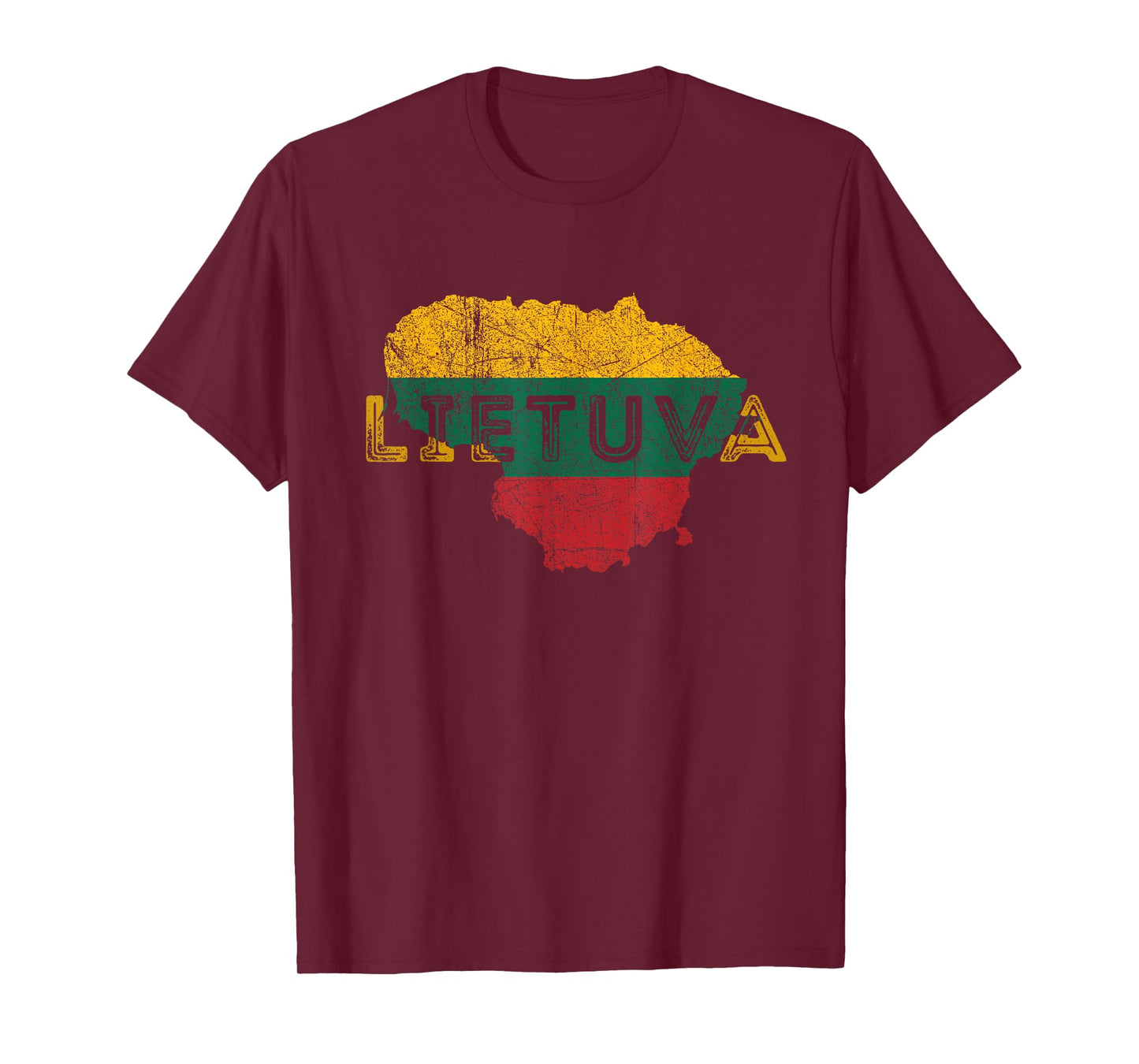 Lithuanian Map and Flag Souvenir - Distressed Lietuva T-Shirt