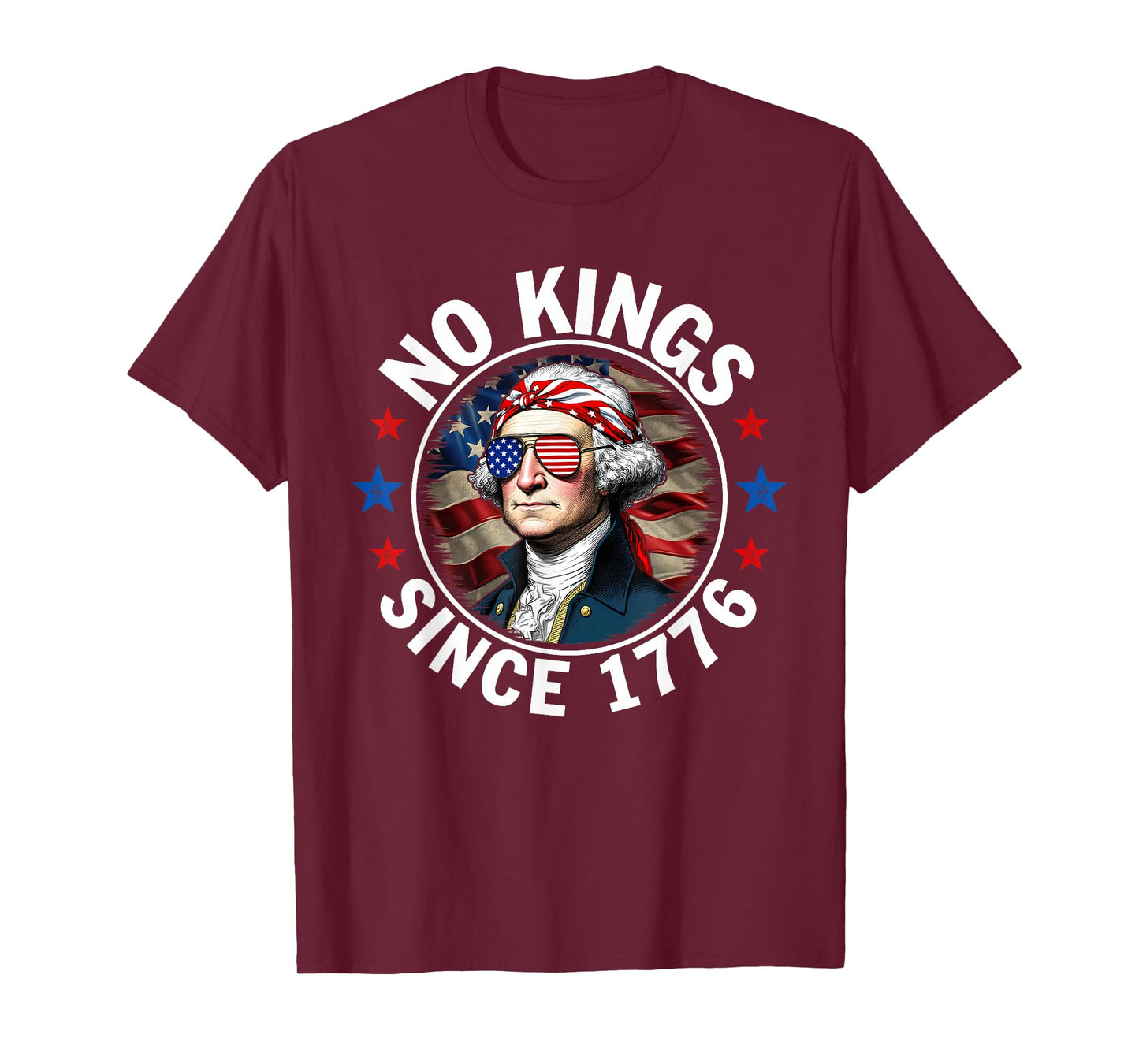 No Kings in America Since 1776 Distressed USA Flag Vintage T-Shirt