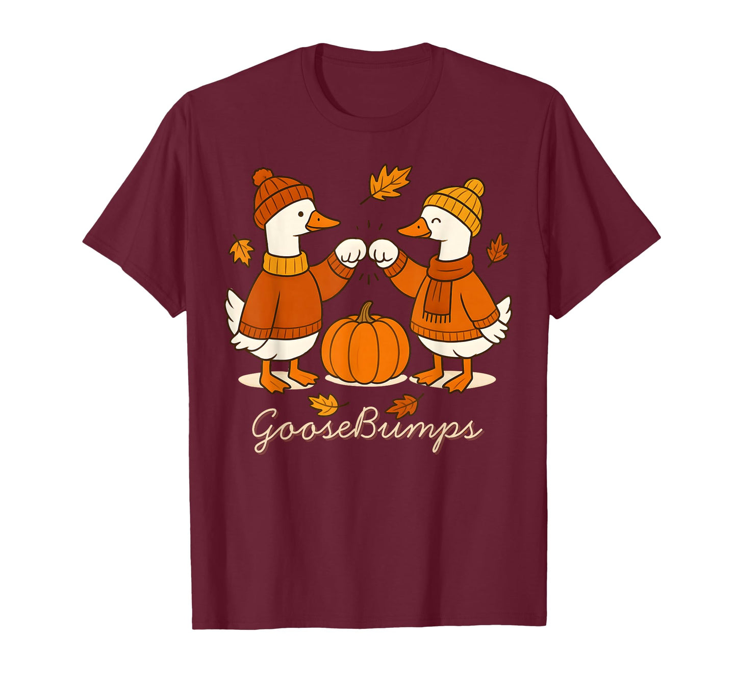 Cute Goose Bumps Goose Fall Animals Pun Pumkin Autumn Leaves T-Shirt
