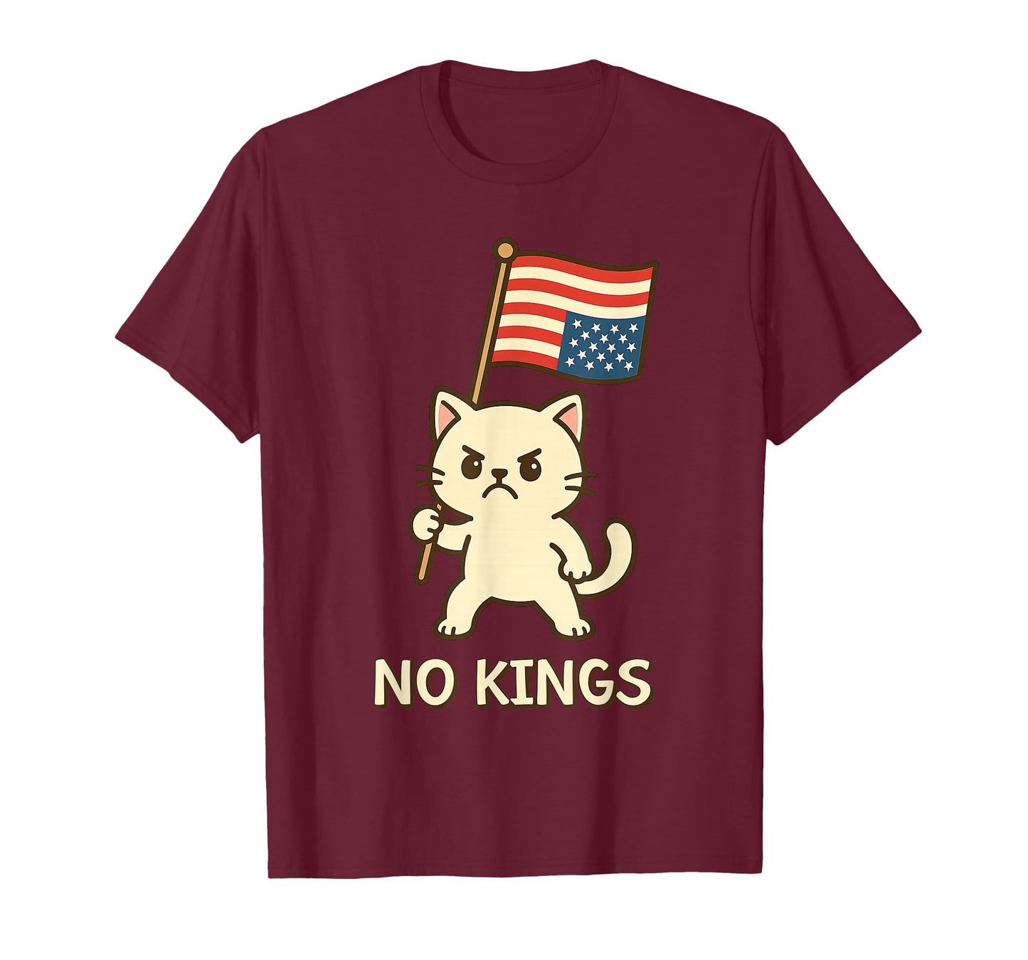 American Flag Upside Down Cat No Kings T-Shirt
