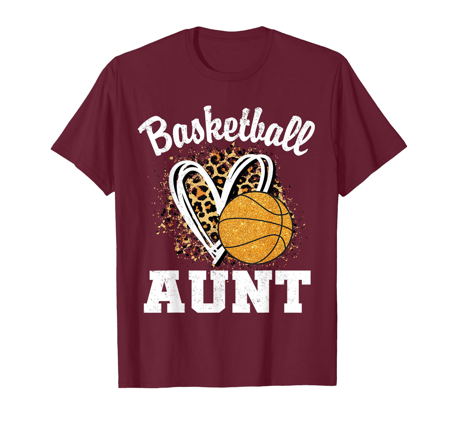 Basketball Aunt Leopard Heart T-Shirt