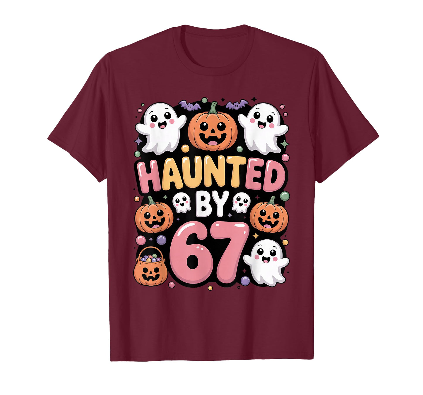 Haunted by 6 7 Funny Cute Kawaii Ghost Spooky Halloween T-Shirt